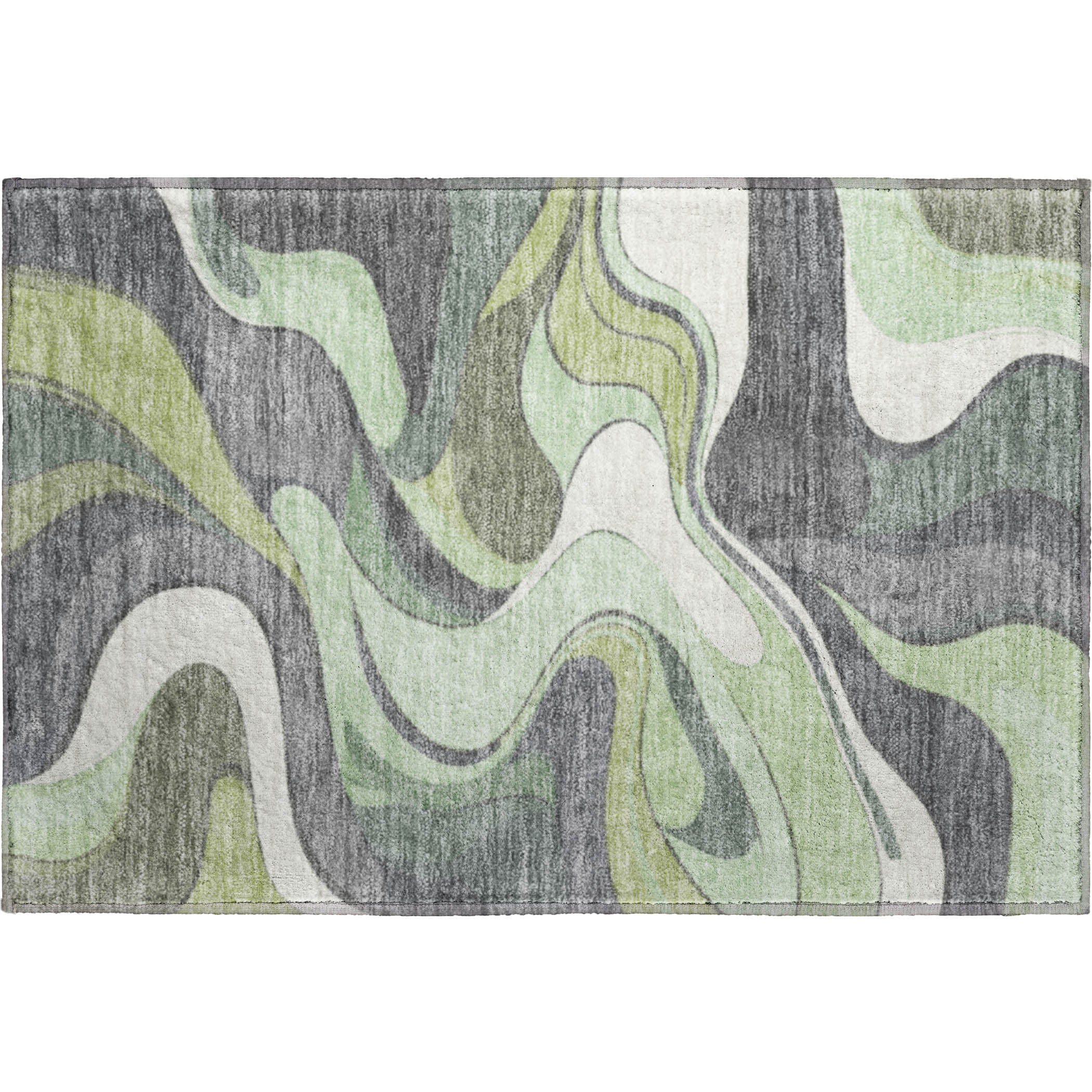 Reykjavik Machine Washable Transitional Green Rug 1'8" x 2'6" #shape_Rectangle