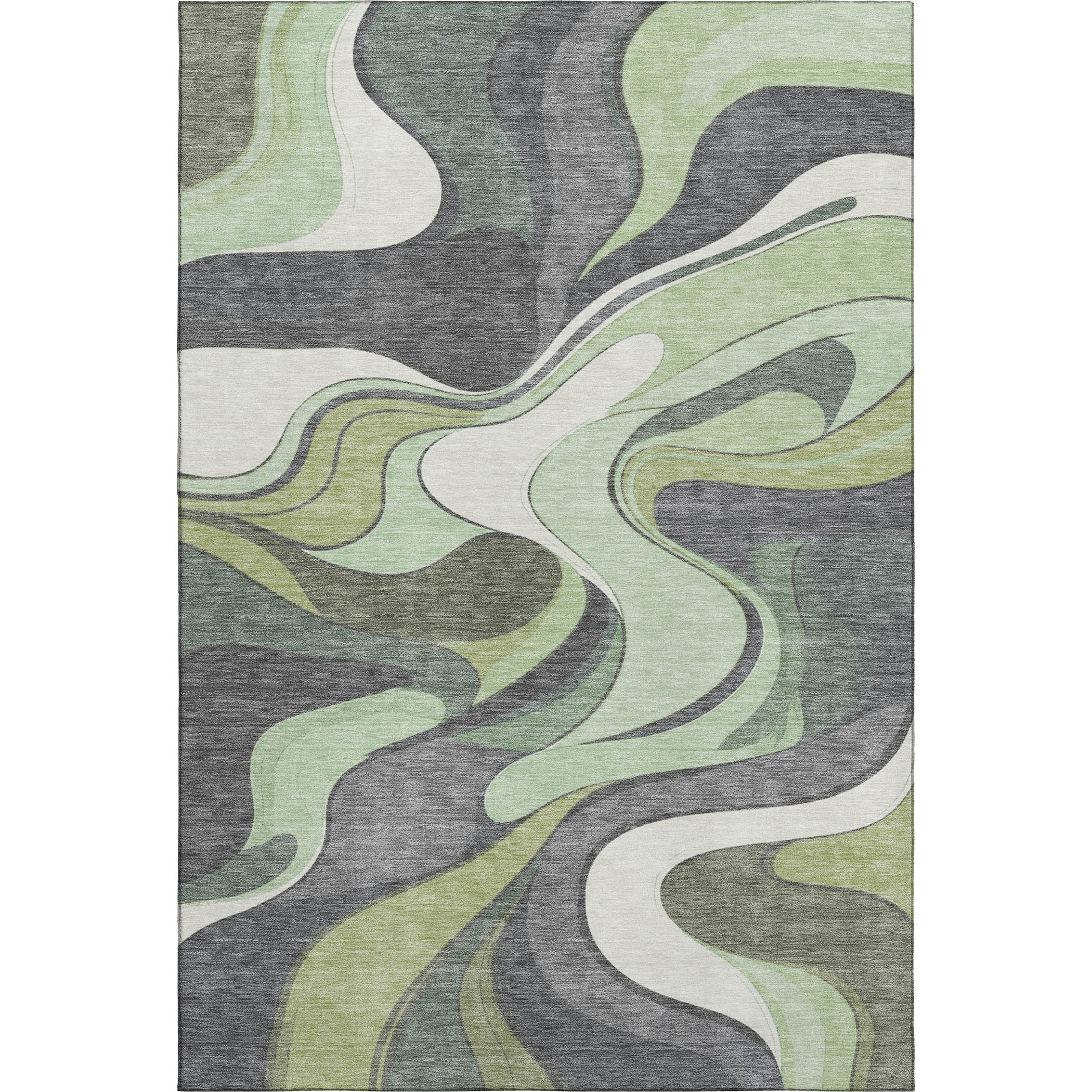 Reykjavik Machine Washable Transitional Green Rug 2'6" x 3'10" #shape_Rectangle
