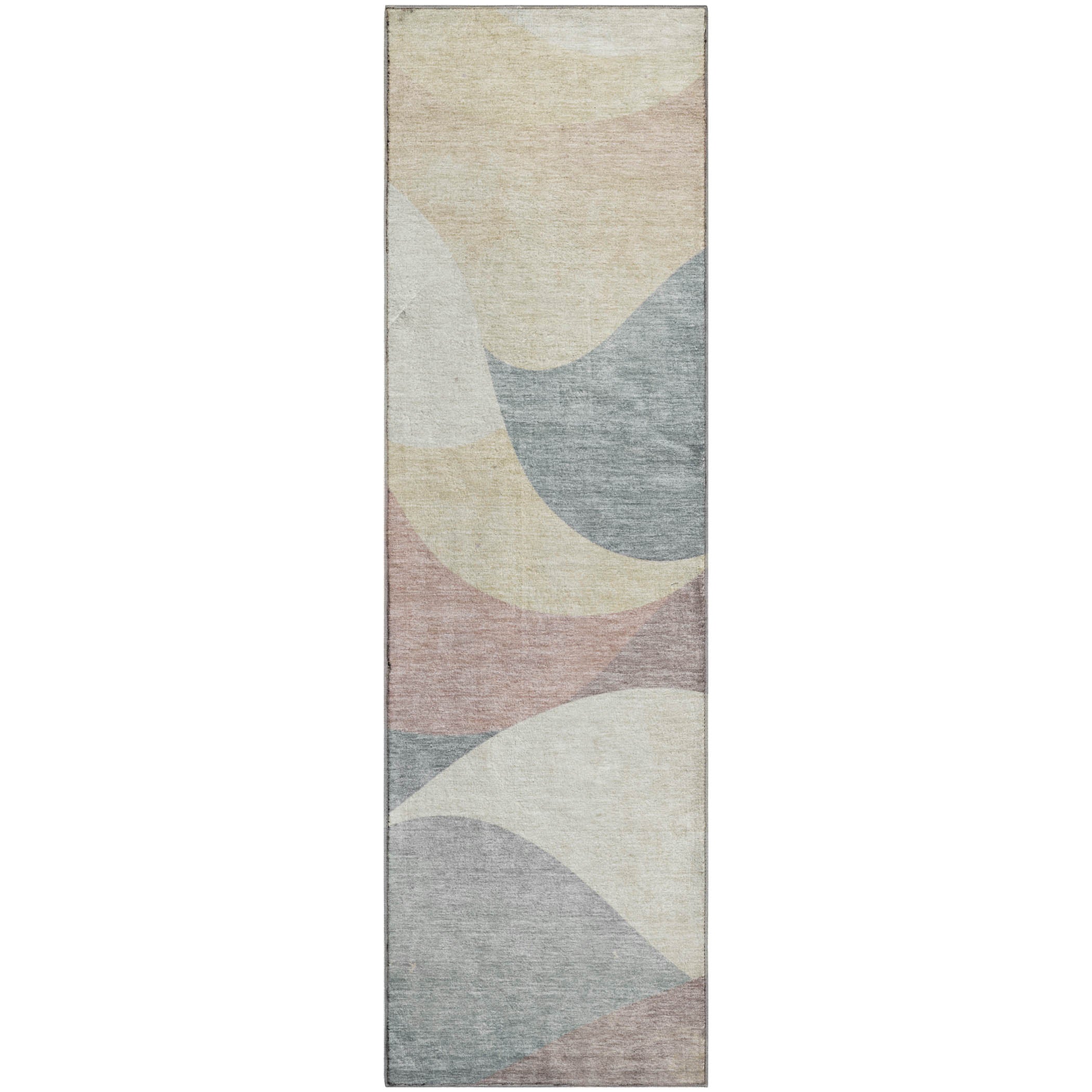 Cusco Machine Washable Transitional Beige Brown Rug 2'3" x 7'6" #shape_Runner