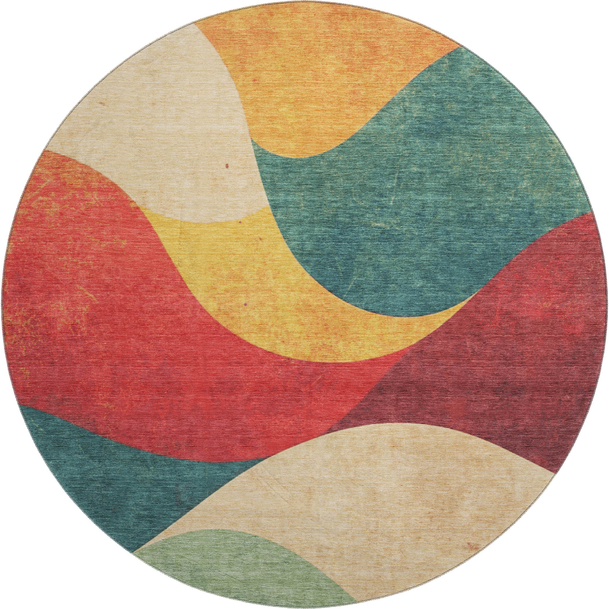 Cusco Machine Washable Transitional Orange Rug 8' x 8' #shape_Round