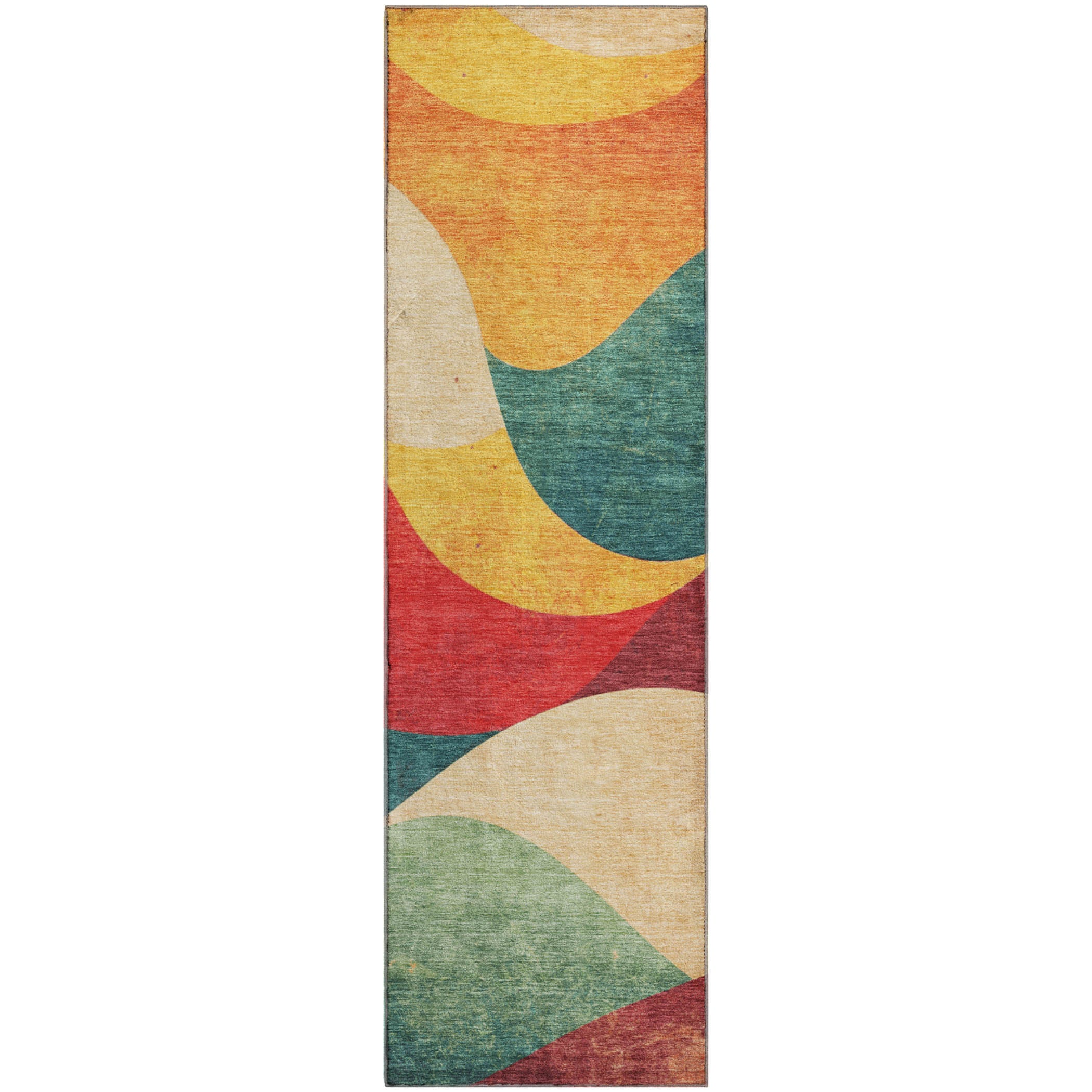 Cusco Machine Washable Transitional Orange Rug 2'3" x 7'6" #shape_Runner