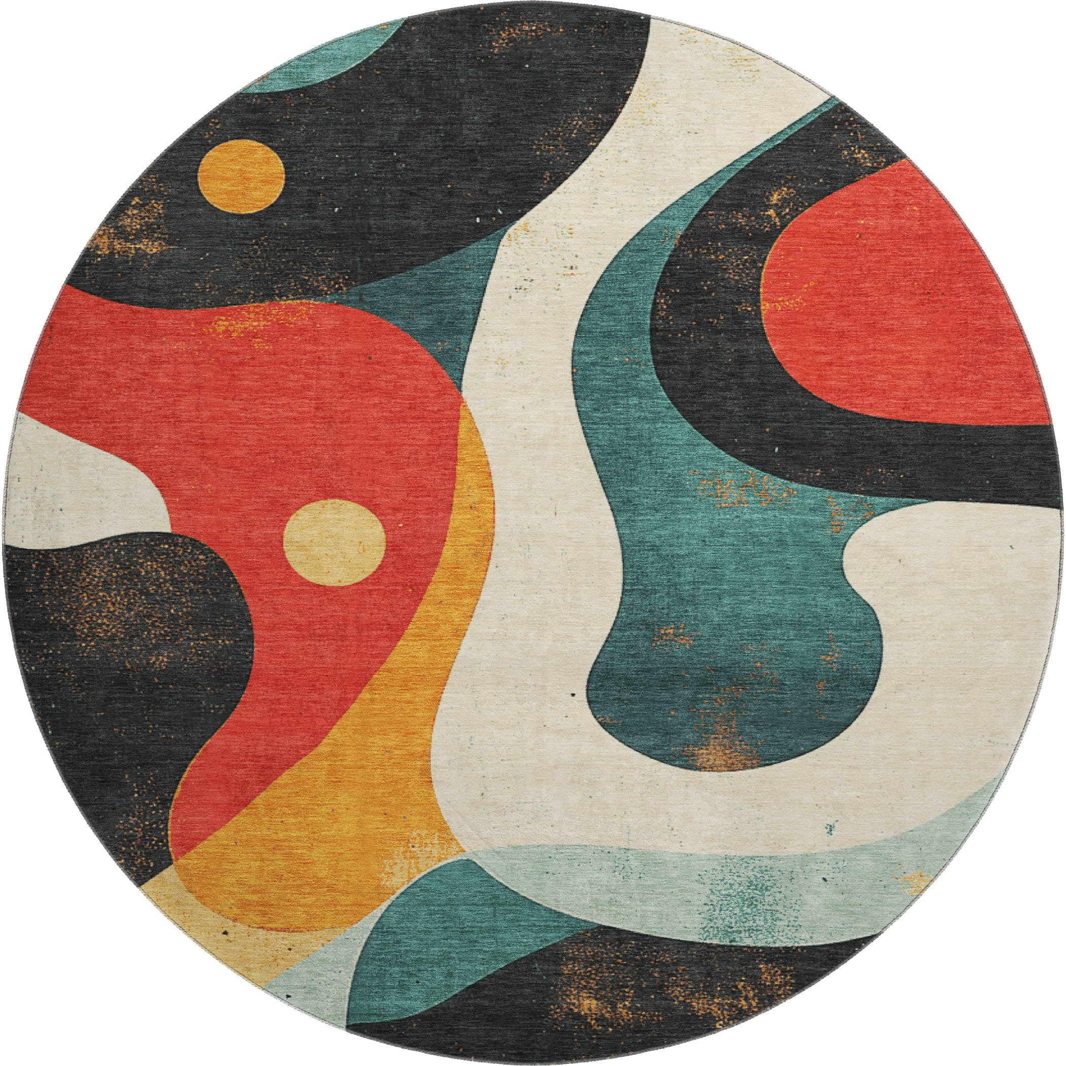 Tallinn Machine Washable Transitional Red Rug 8' x 8' #shape_Round