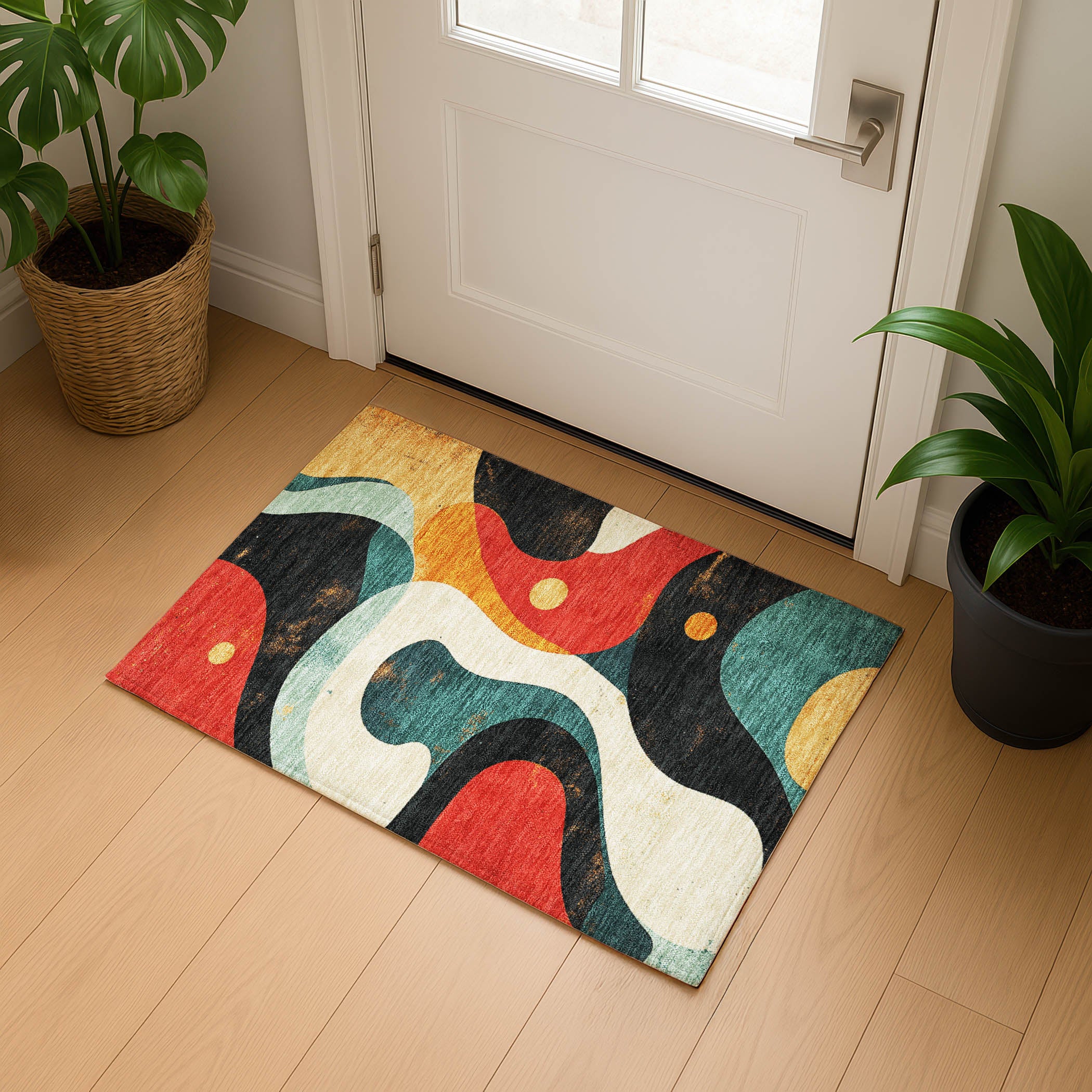 Tallinn Machine Washable Transitional Red Rug 1'8" x 2'6" #shape_Rectangle