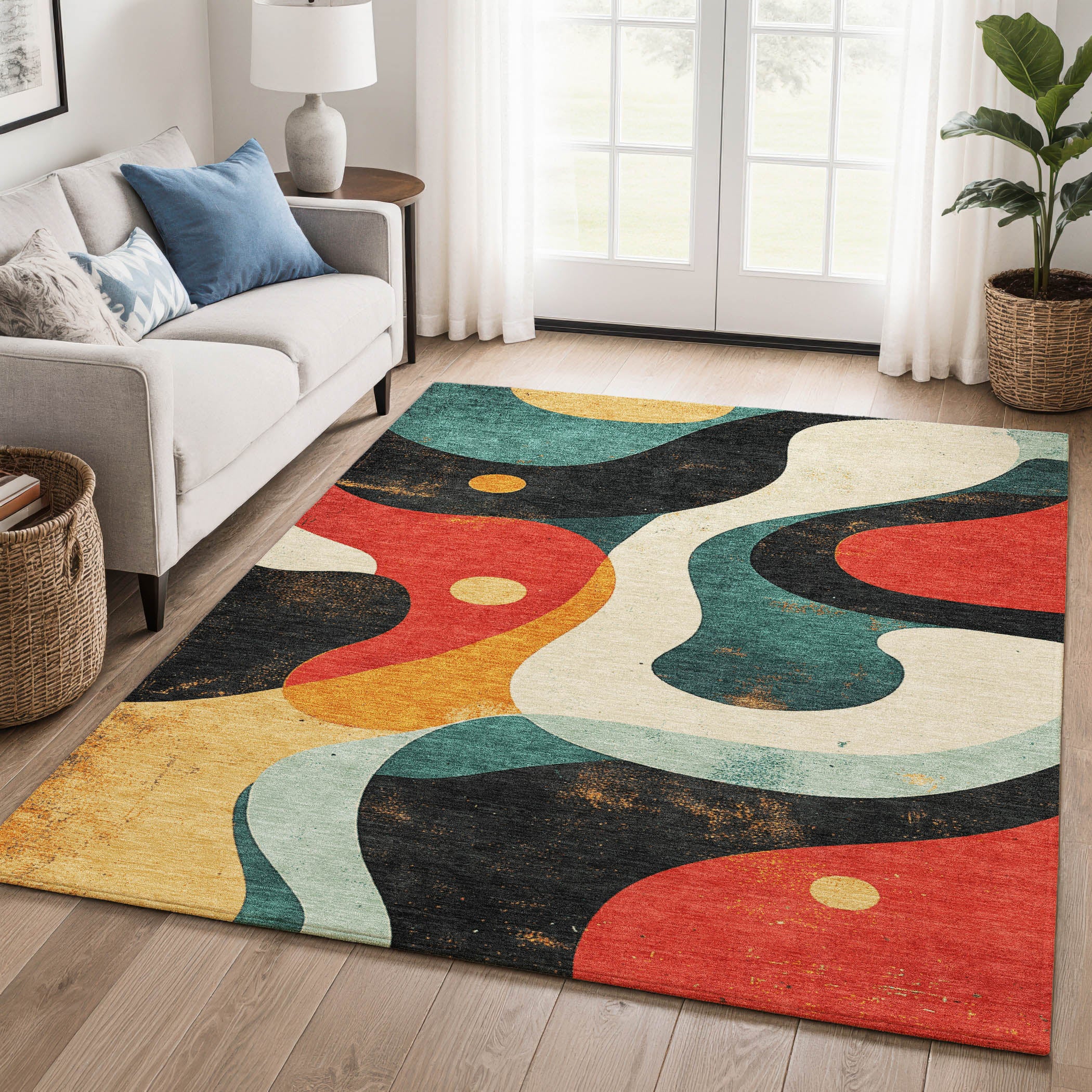 Tallinn Machine Washable Transitional Red Rug 2'6" x 3'10" #shape_Rectangle
