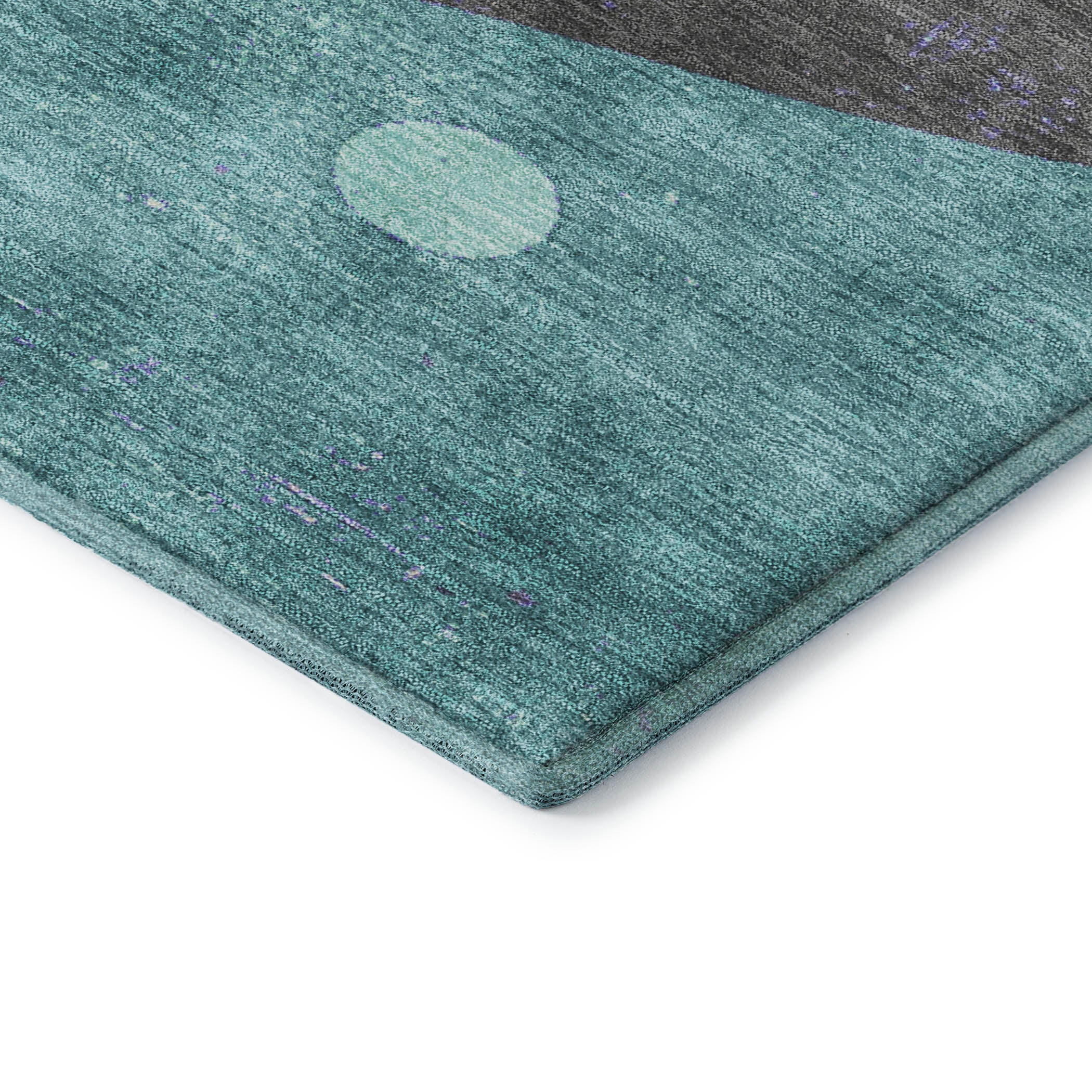 Tallinn Machine Washable Transitional Teal Rug 1'8" x 2'6" #shape_Rectangle