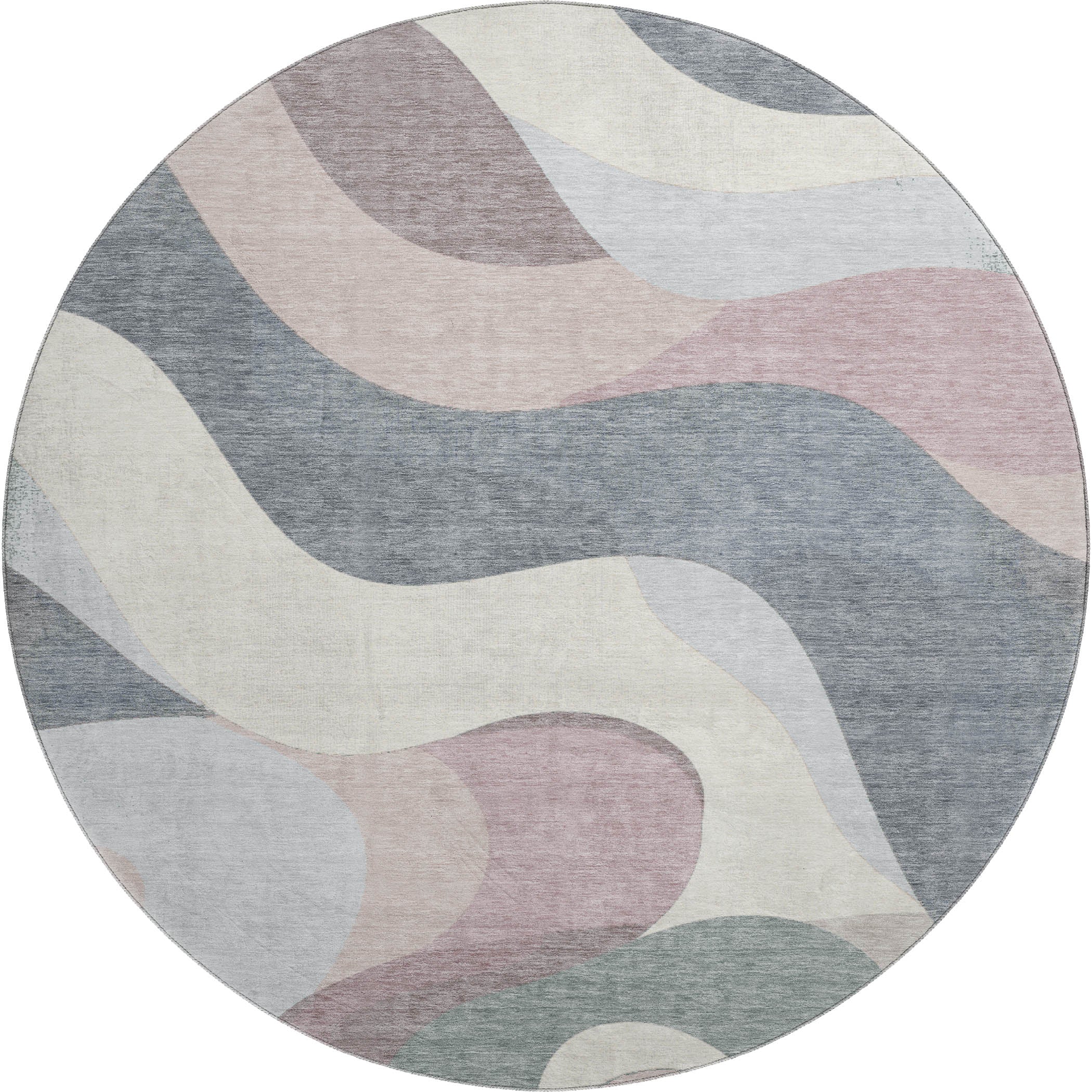 Reykjavik Machine Washable Transitional Blush Pink Rug 8' x 8' #shape_Round