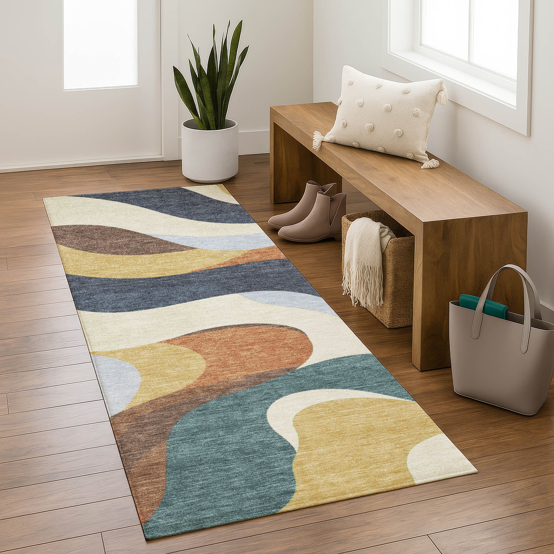 Reykjavik Machine Washable Transitional Gold Rug 2'3" x 7'6" #shape_Runner