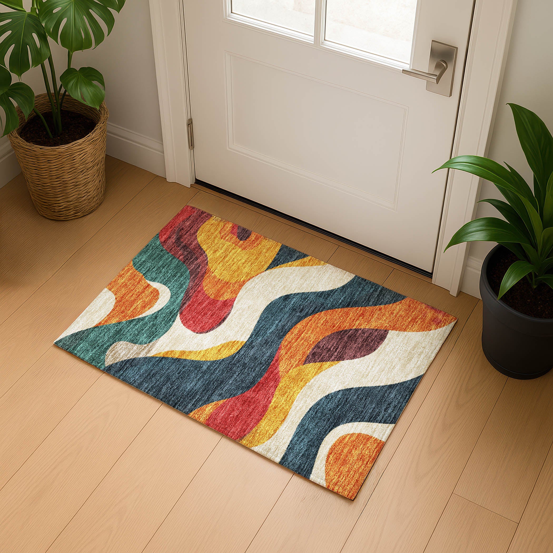 Reykjavik Machine Washable Transitional Orange Rug 1'8" x 2'6" #shape_Rectangle