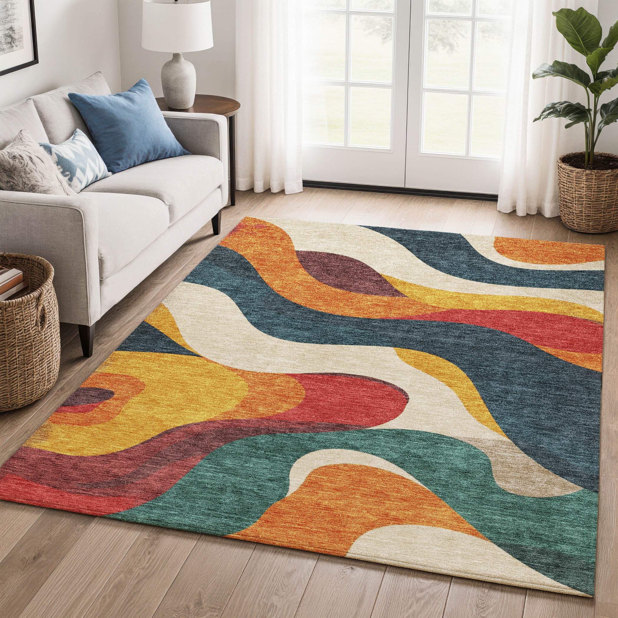Reykjavik Machine Washable Transitional Orange Rug 2'6" x 3'10" #shape_Rectangle