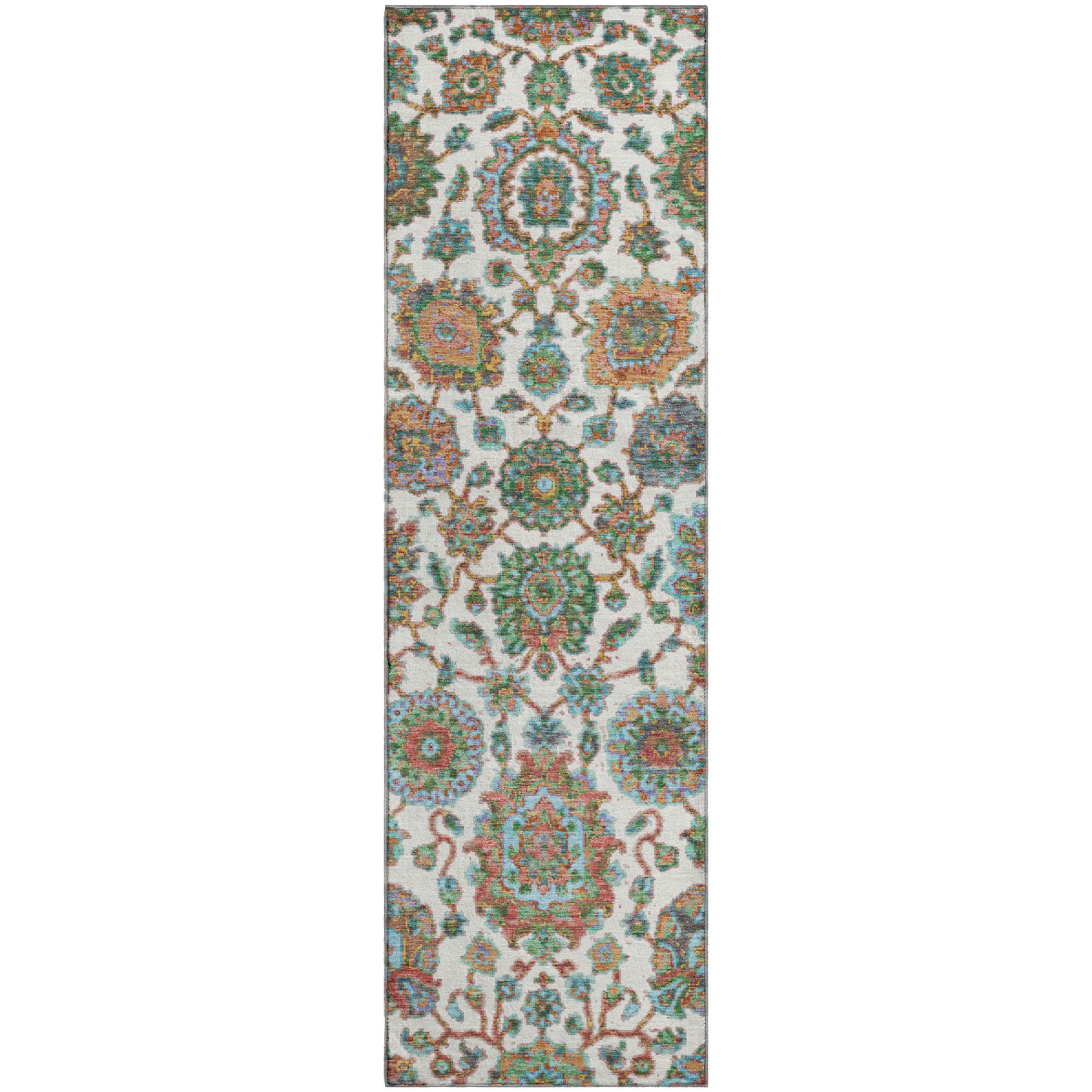 Seoul Machine Washable Traditional Coral Orange Rug 2'3" x 7'6" #shape_Runner