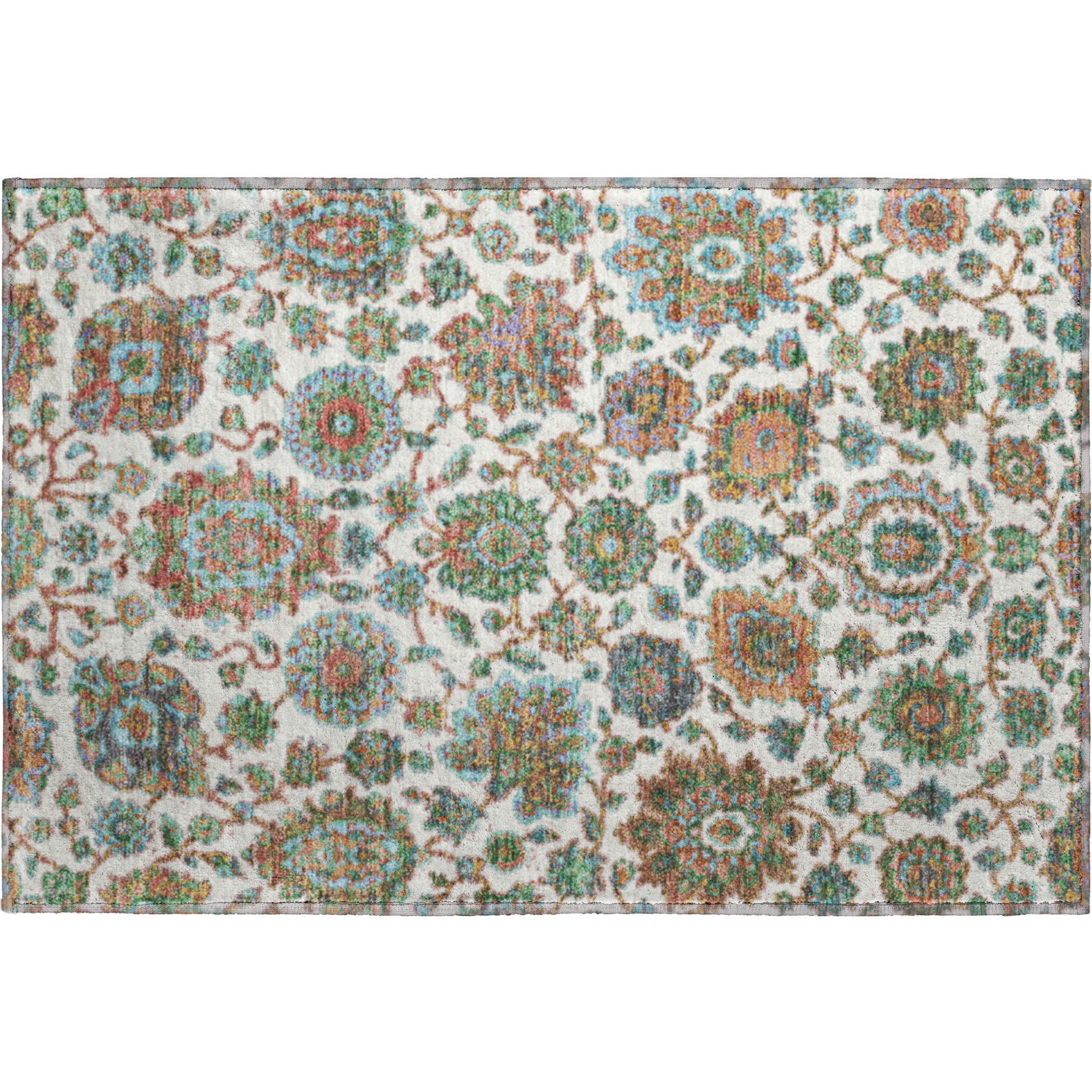 Seoul Machine Washable Traditional Coral Orange Rug 1'8" x 2'6" #shape_Rectangle