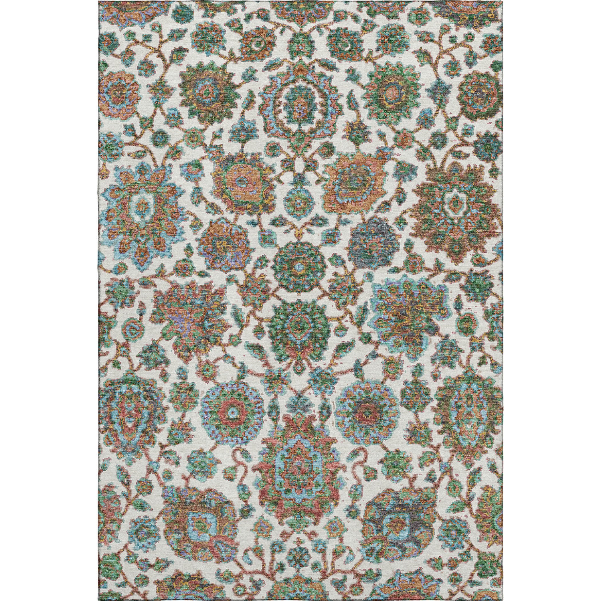 Seoul Machine Washable Traditional Coral Orange Rug 2'6" x 3'10" #shape_Rectangle