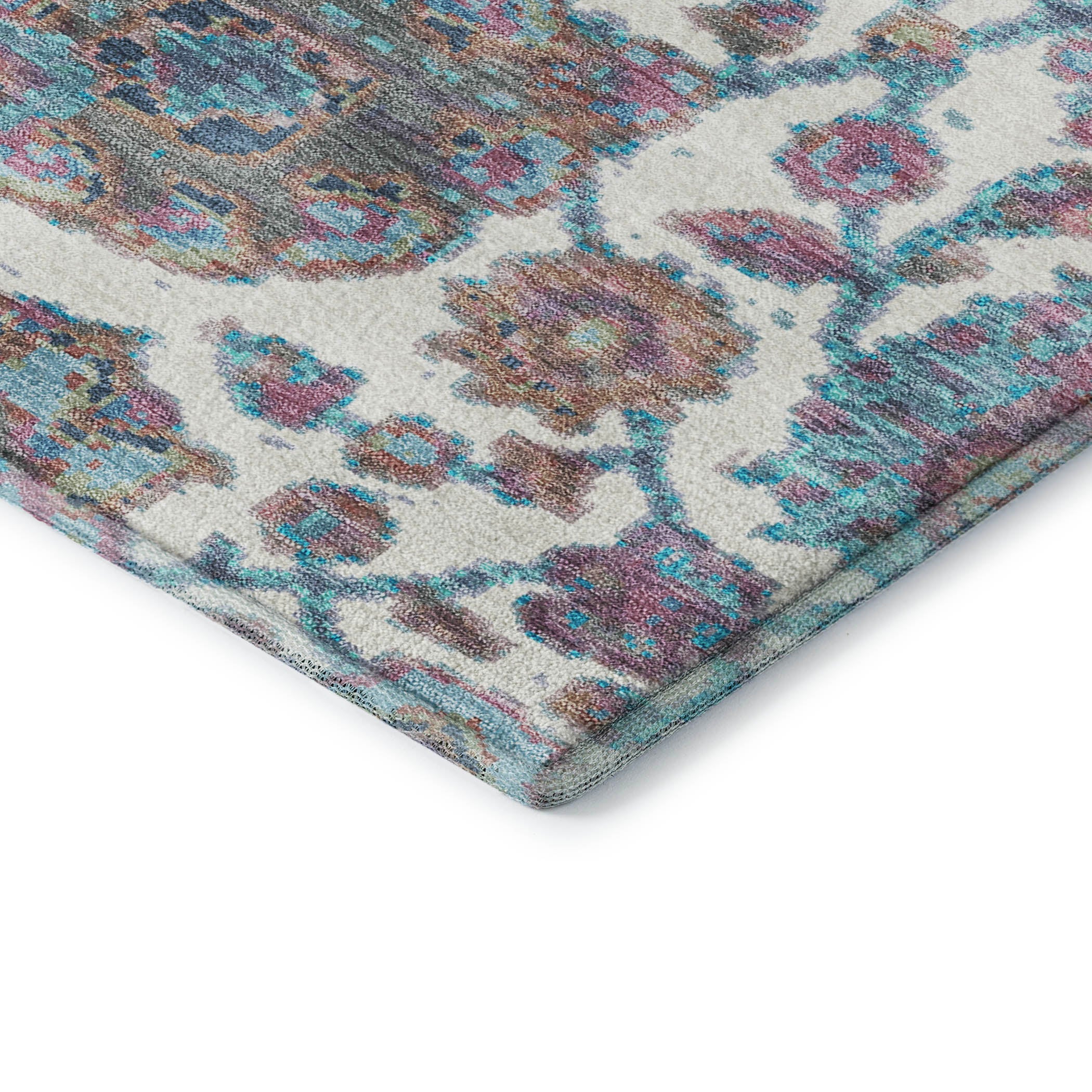 Seoul Machine Washable Traditional Teal Rug 1'8" x 2'6" #shape_Rectangle