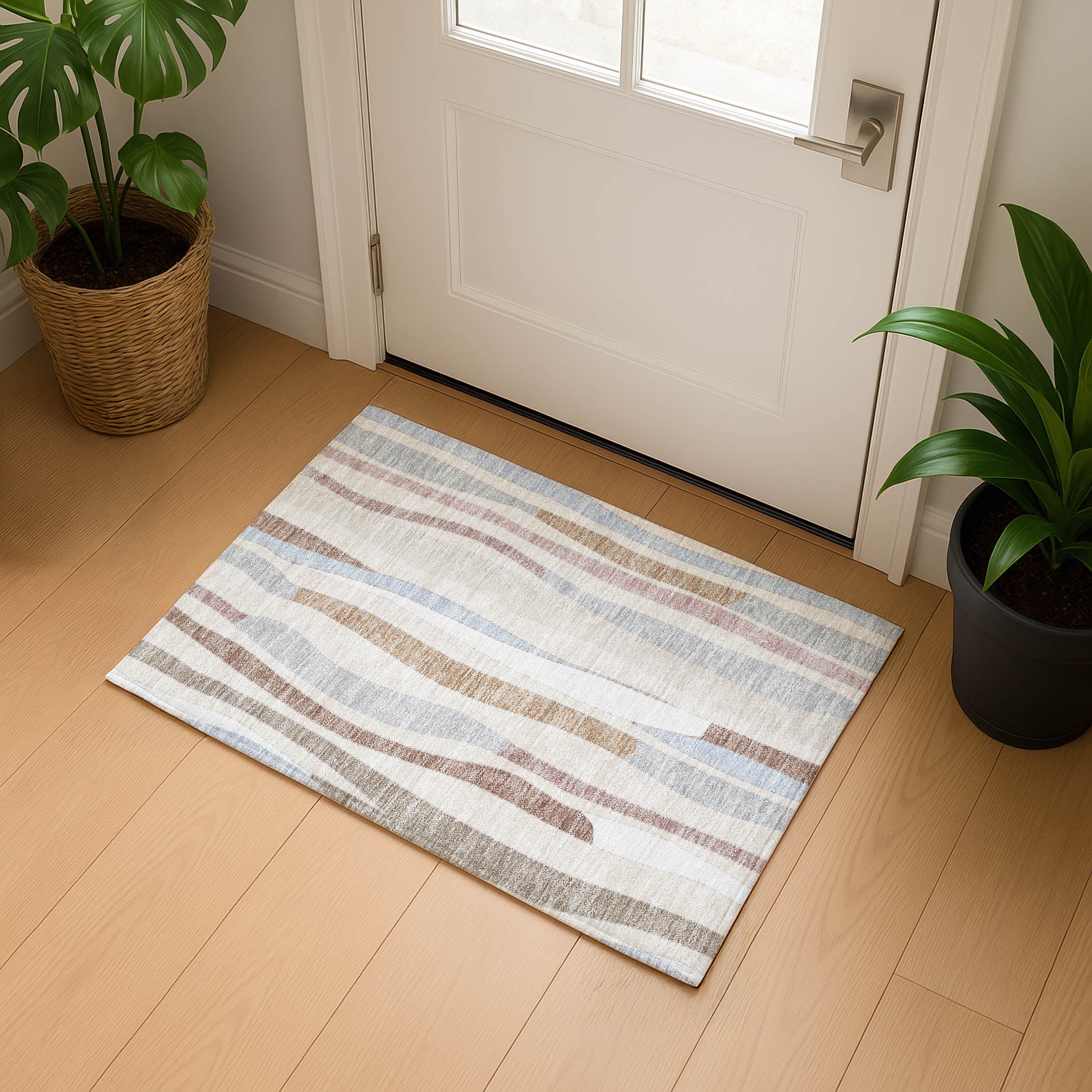 Zanzibar Machine Washable Transitional Beige Brown Rug 1'8" x 2'6" #shape_Rectangle