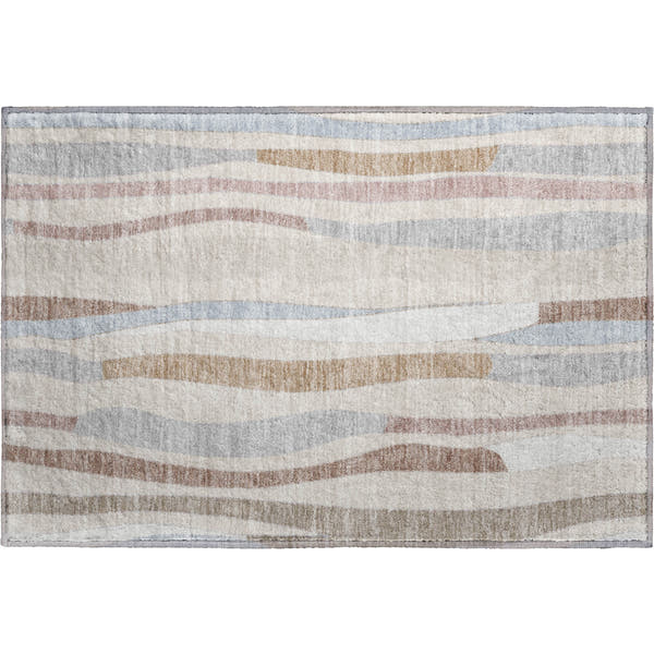 Zanzibar Machine Washable Transitional Beige Brown Rug 1'8" x 2'6"