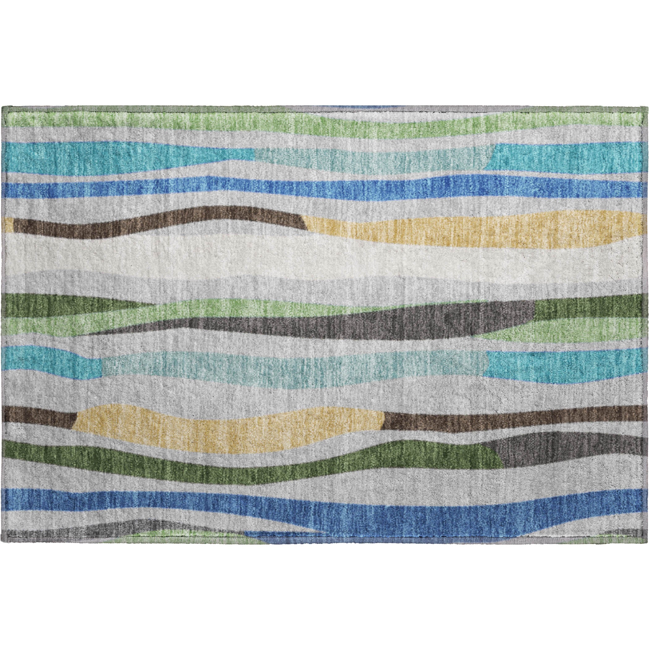 Zanzibar Machine Washable Transitional Green Rug 1'8" x 2'6" #shape_Rectangle