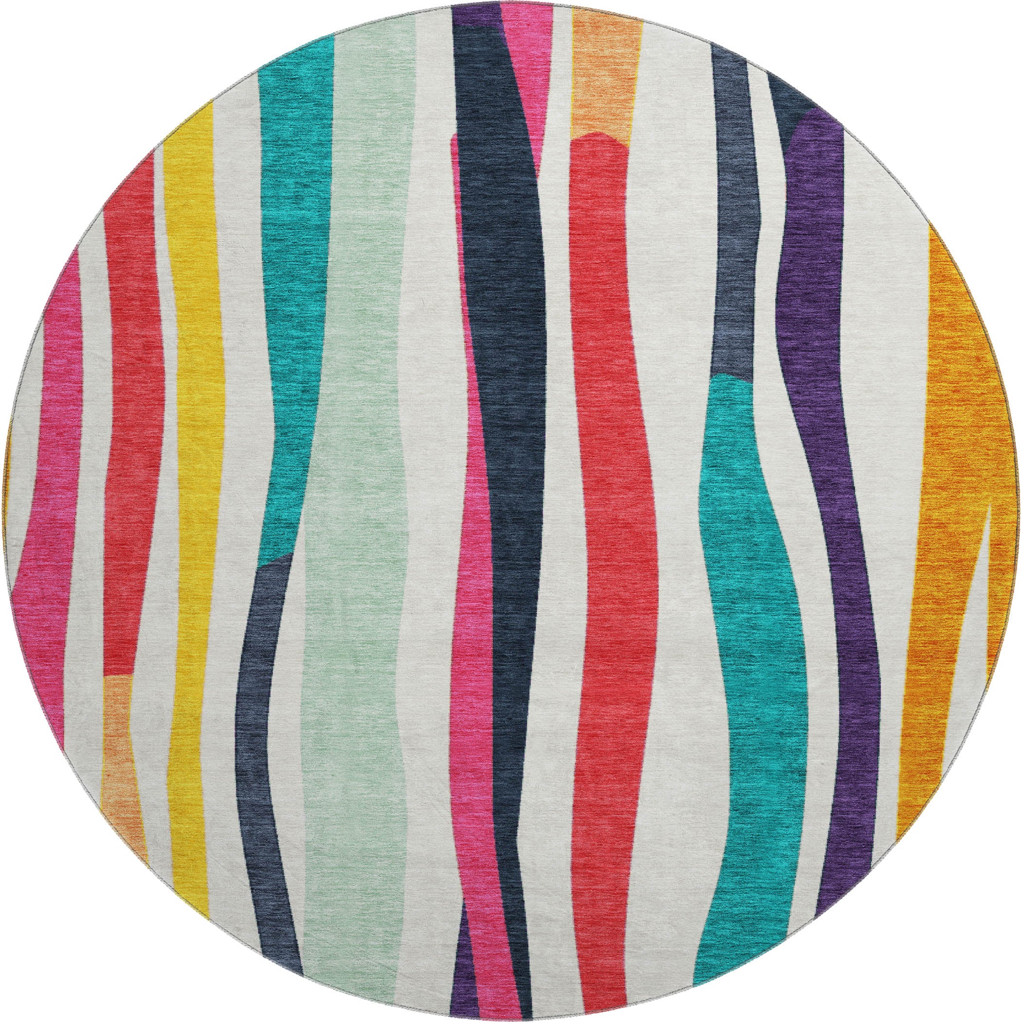Zanzibar Machine Washable Transitional Ivory Rug 8' x 8' #shape_Round