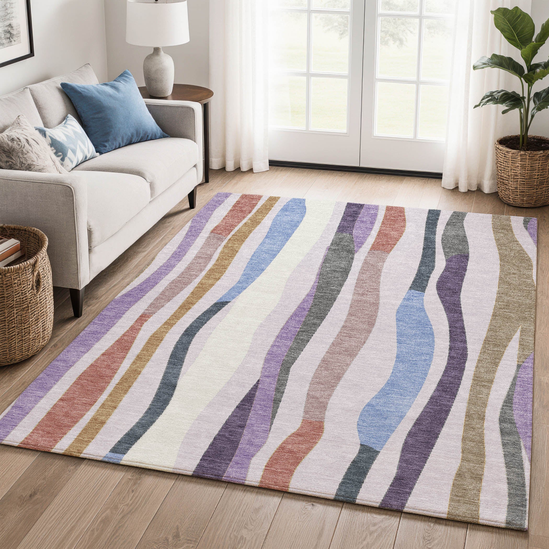 Zanzibar Machine Washable Transitional Lavender Purple Rug 2'6" x 3'10" #shape_Rectangle