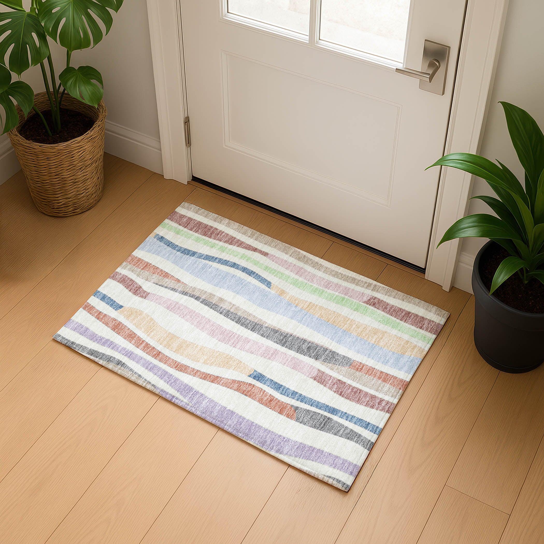 Zanzibar Machine Washable Transitional Pearl Ivory Rug 1'8" x 2'6" #shape_Rectangle