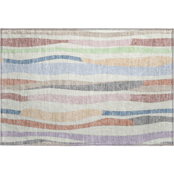 Zanzibar Machine Washable Transitional Pearl Ivory Rug 1'8" x 2'6"