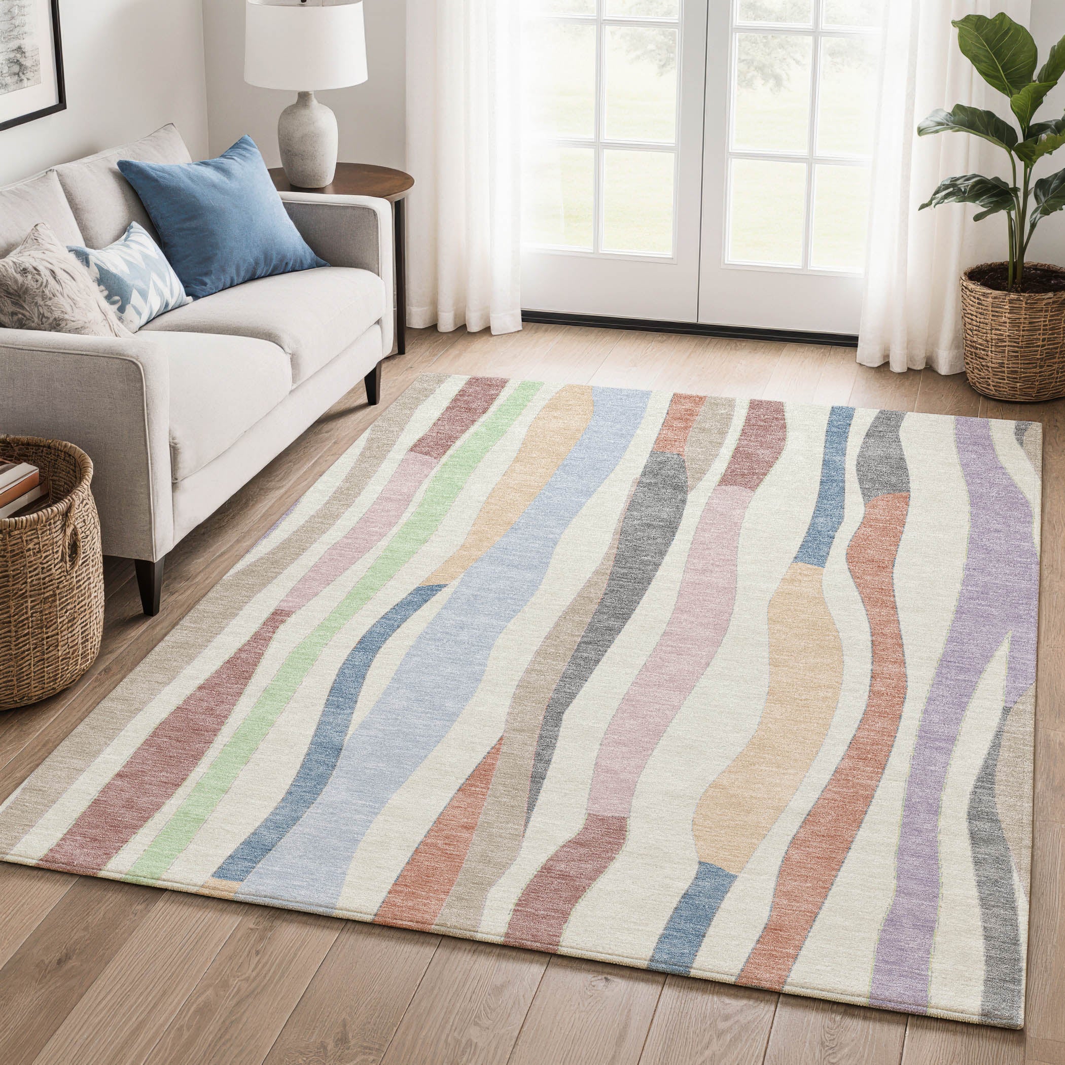 Zanzibar Machine Washable Transitional Pearl Ivory Rug 2'6" x 3'10" #shape_Rectangle