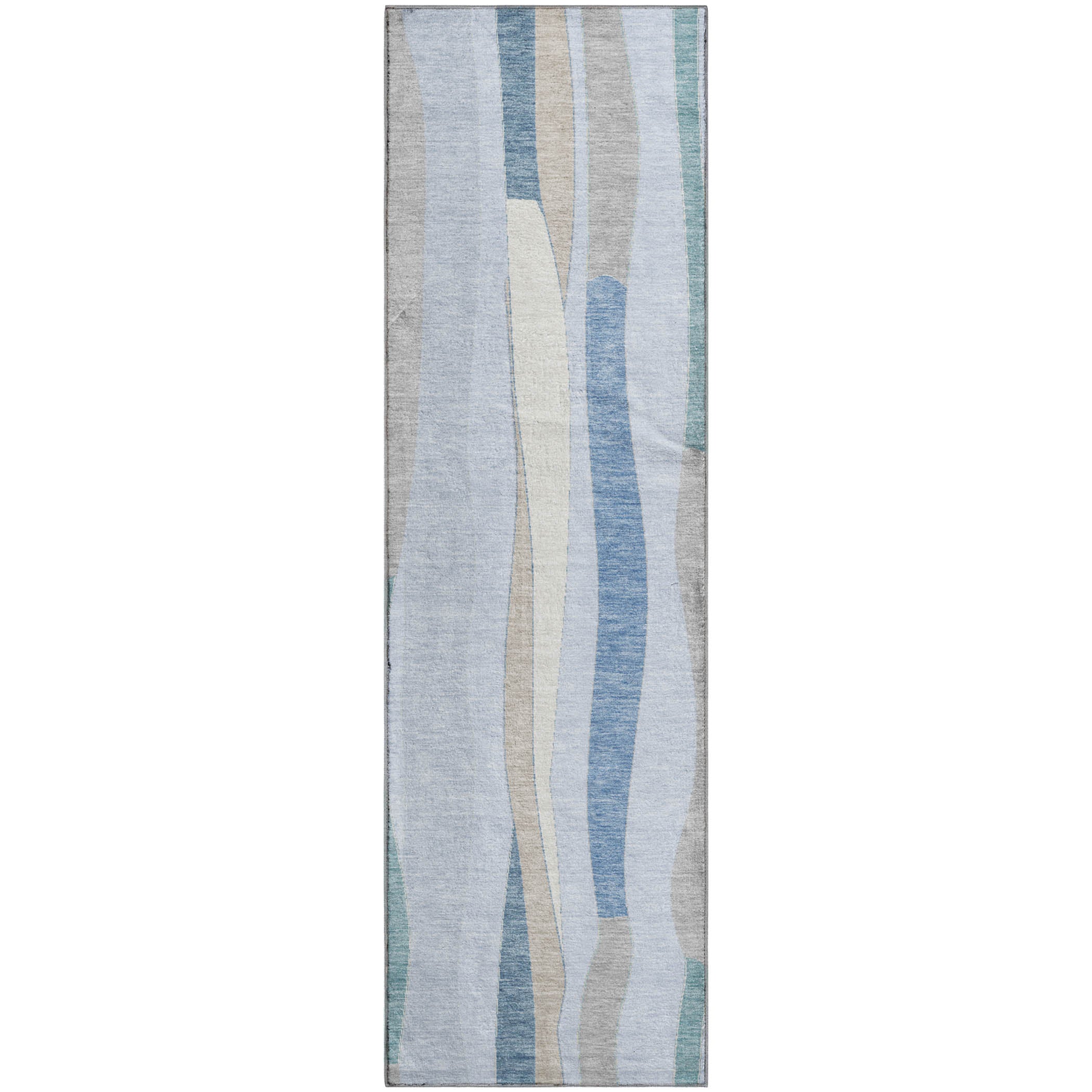 Zanzibar Machine Washable Transitional Sky Blue Rug 2'3" x 7'6" #shape_Runner