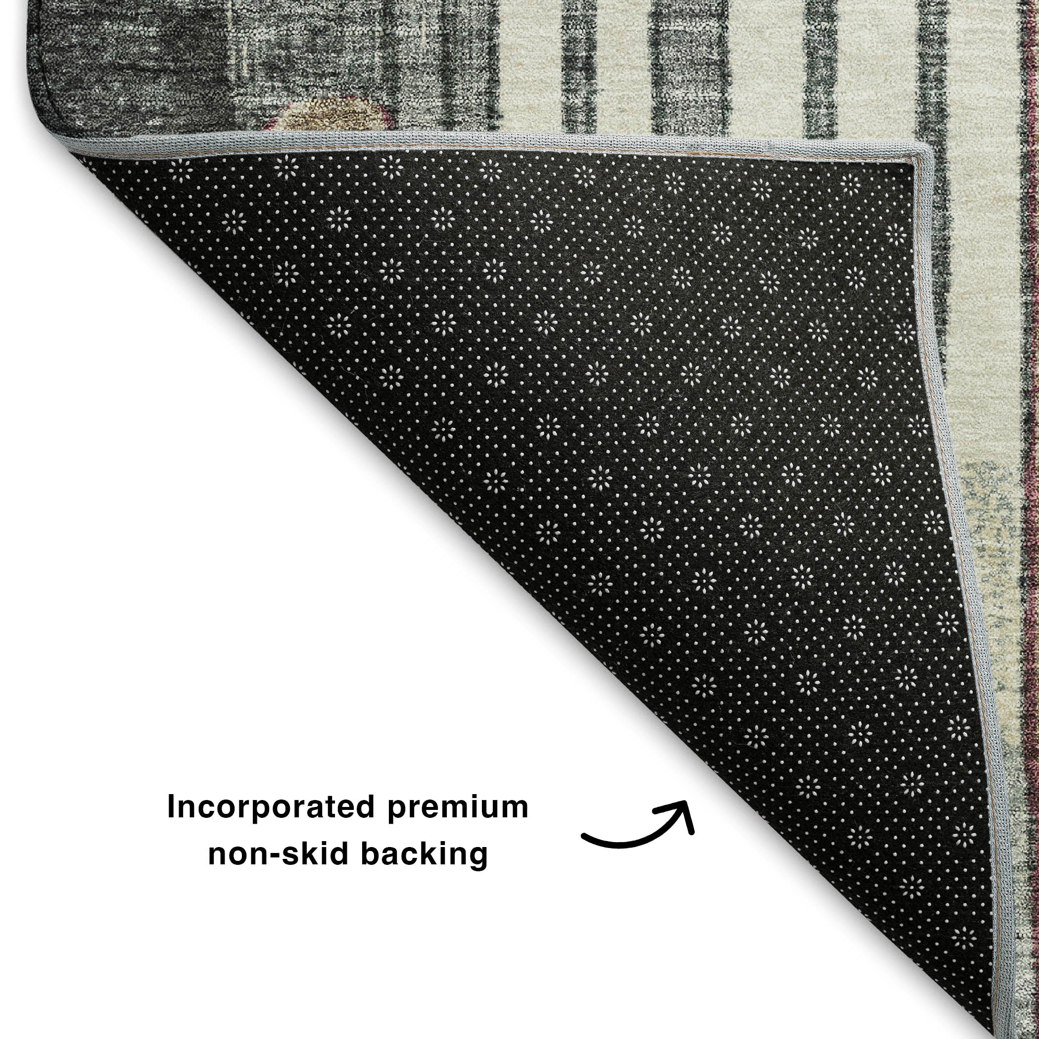 Lima Machine Washable Transitional Black Rug 1'8" x 2'6" #shape_Rectangle
