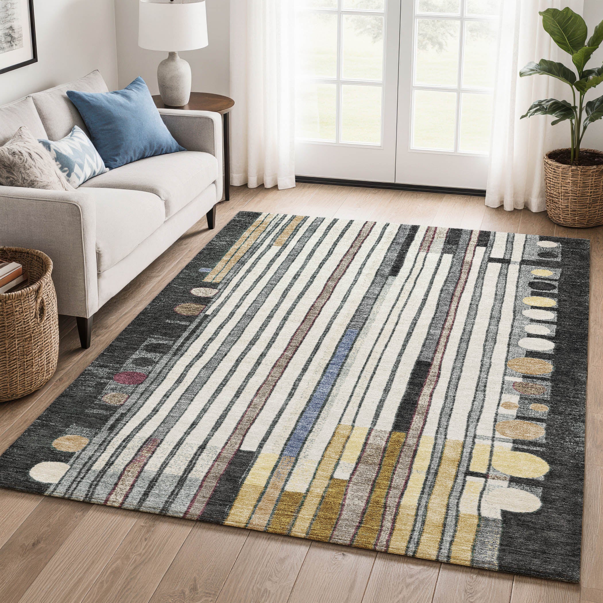 Lima Machine Washable Transitional Black Rug 2'6" x 3'10" #shape_Rectangle