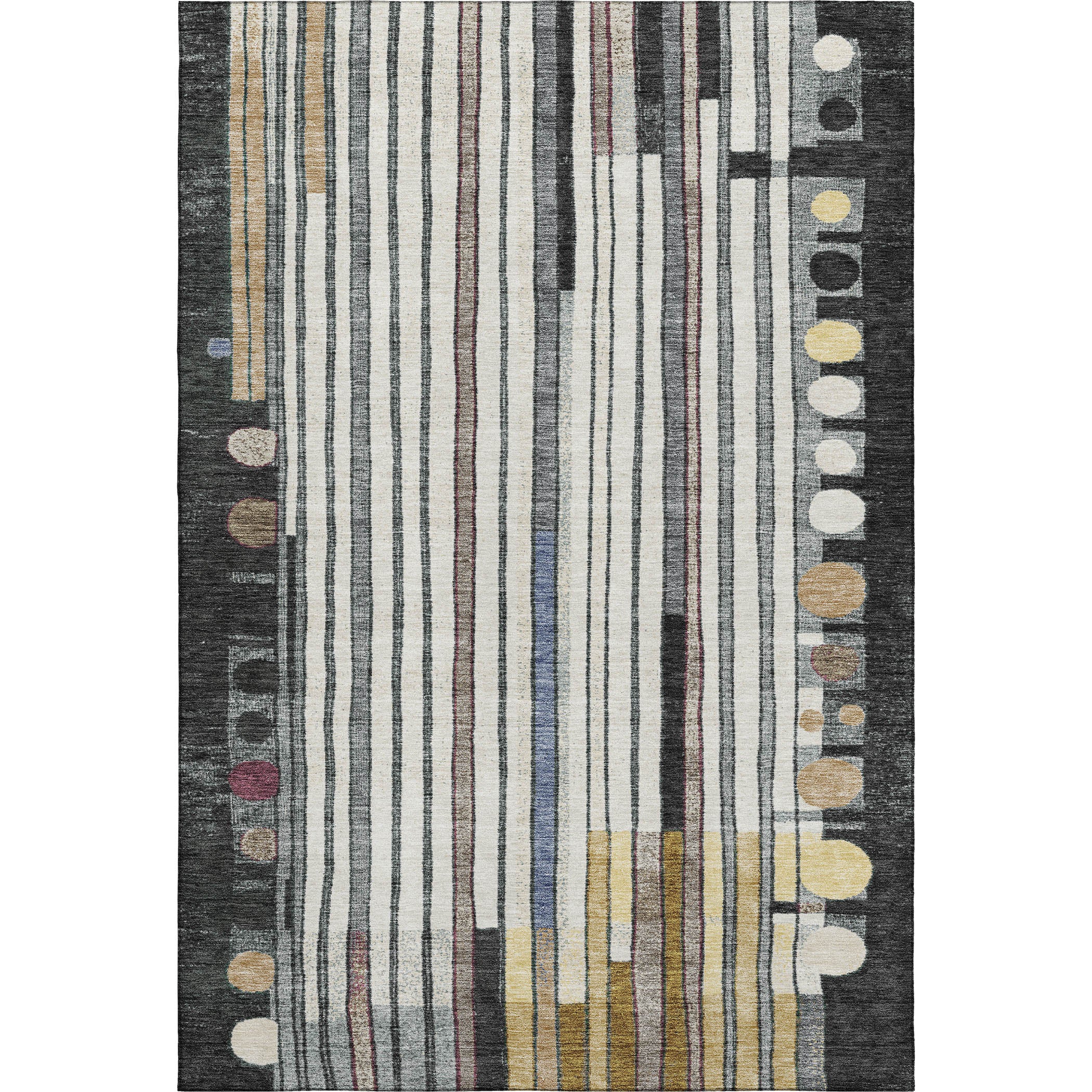 Lima Machine Washable Transitional Black Rug 2'6" x 3'10" #shape_Rectangle