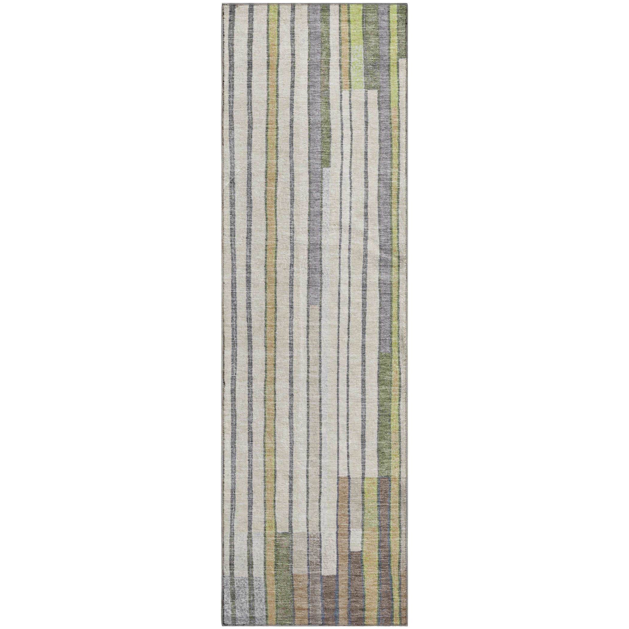 Lima Machine Washable Transitional Olive Green Rug 2'3" x 7'6" #shape_Runner