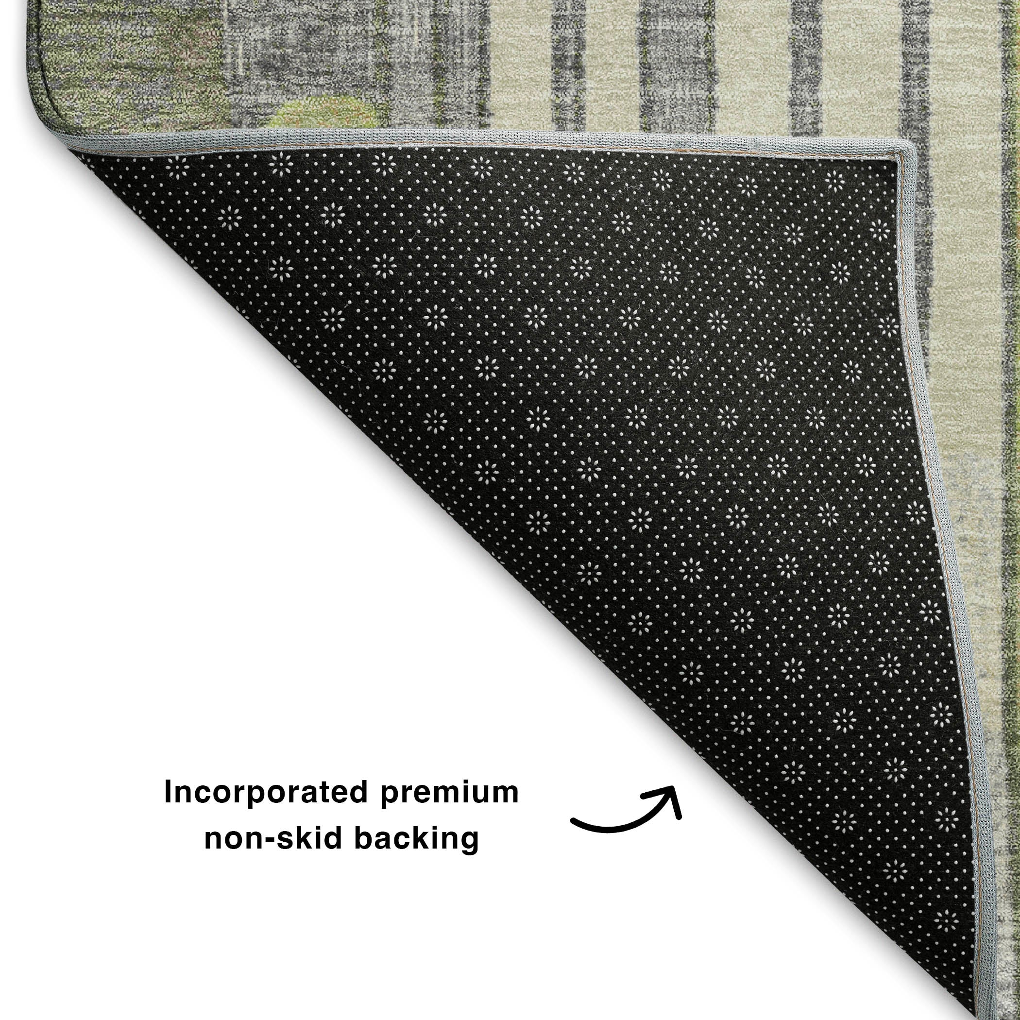 Lima Machine Washable Transitional Olive Green Rug 1'8" x 2'6" #shape_Rectangle