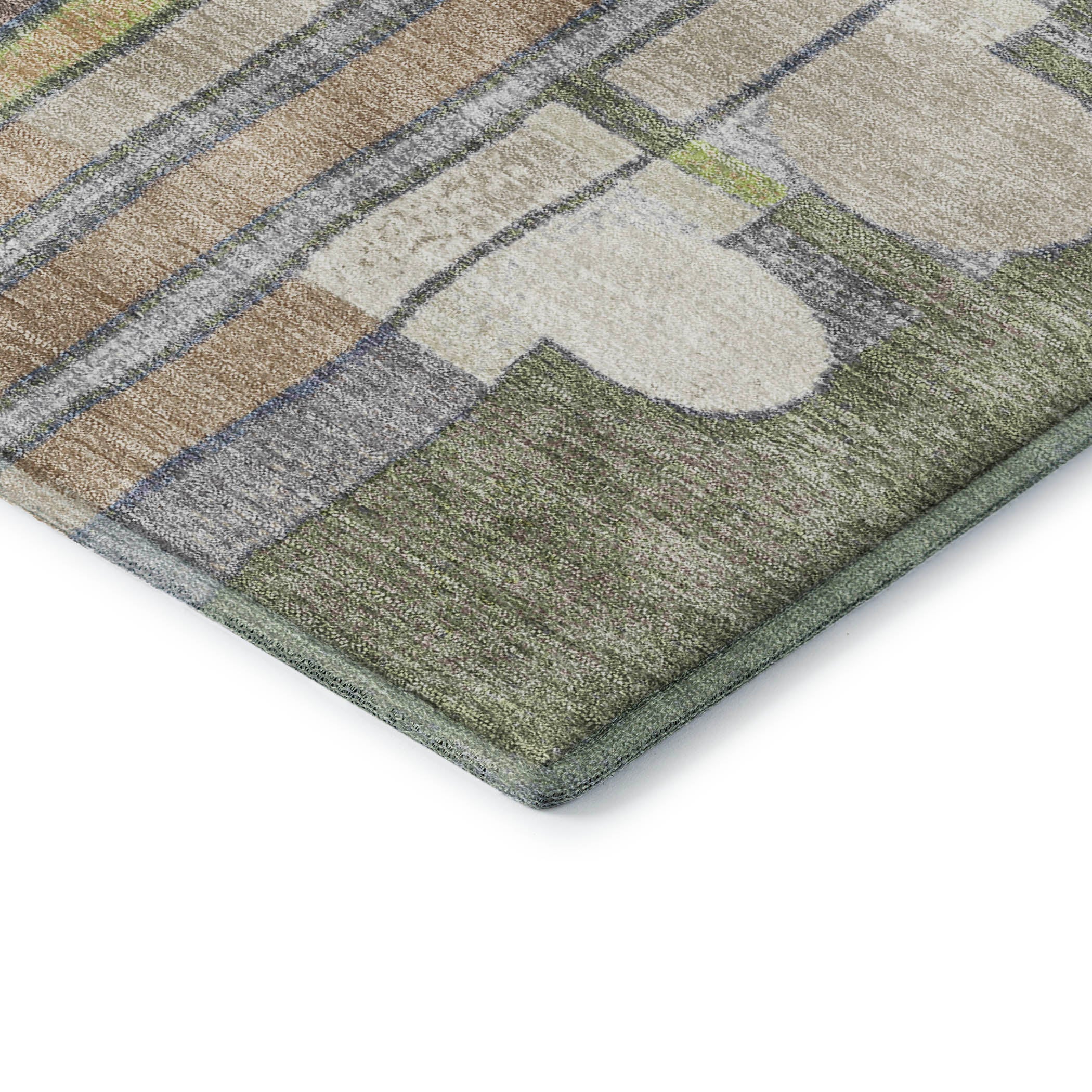 Lima Machine Washable Transitional Olive Green Rug 1'8" x 2'6" #shape_Rectangle