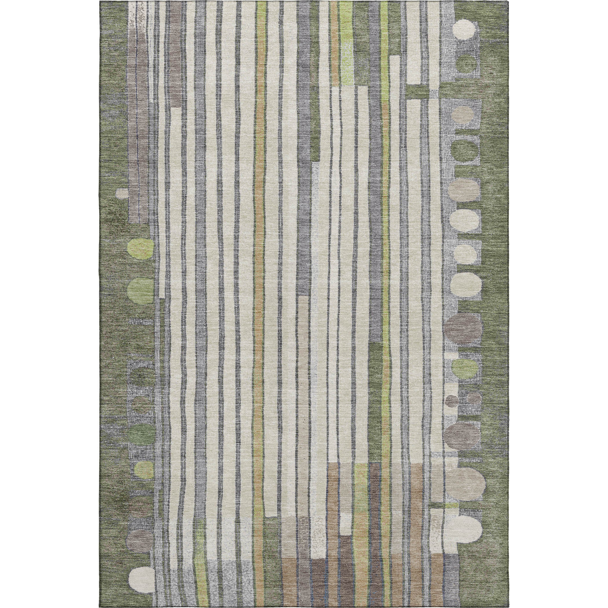 Lima Machine Washable Transitional Olive Green Rug 2'6" x 3'10" #shape_Rectangle