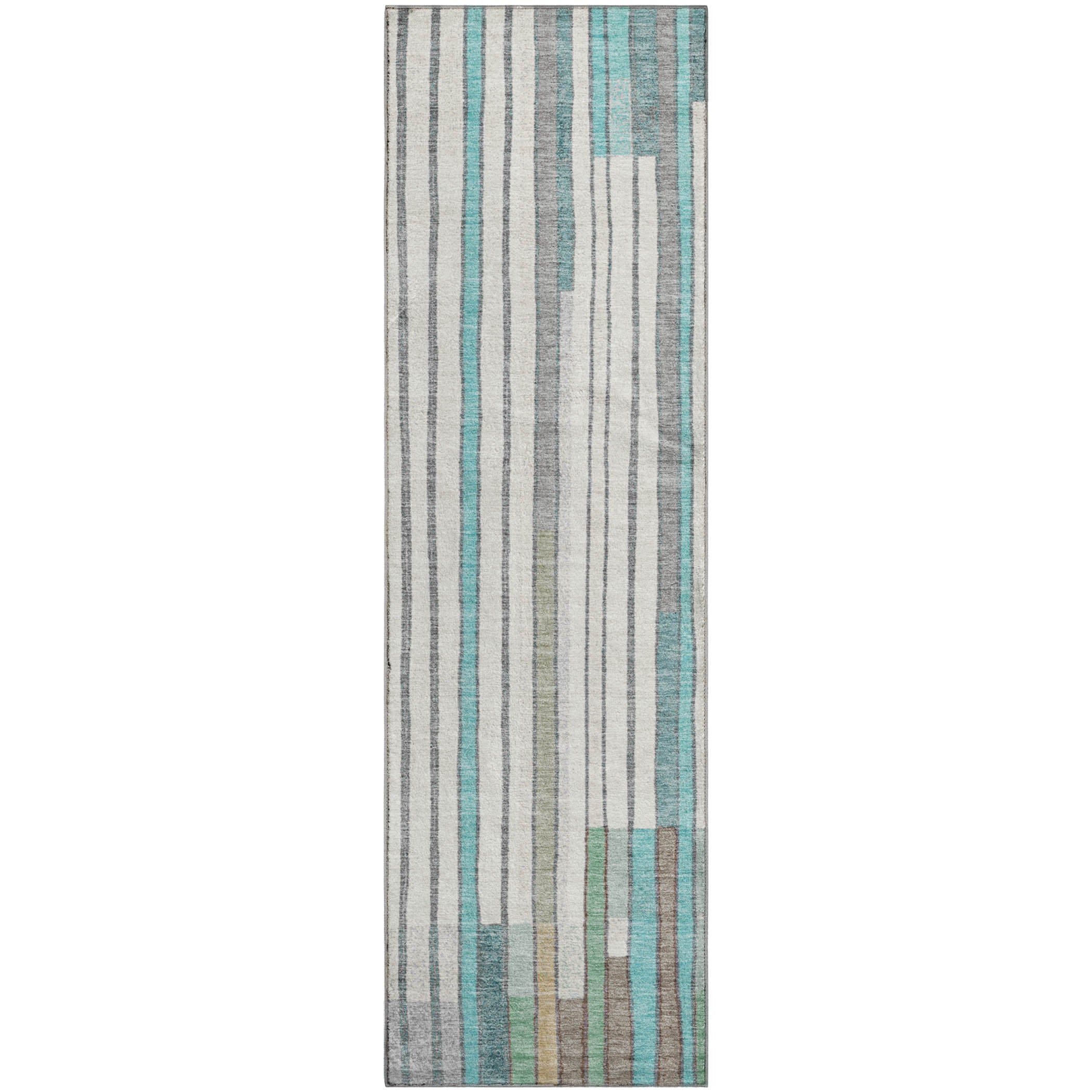Lima Machine Washable Transitional Teal Rug 2'3" x 7'6" #shape_Runner