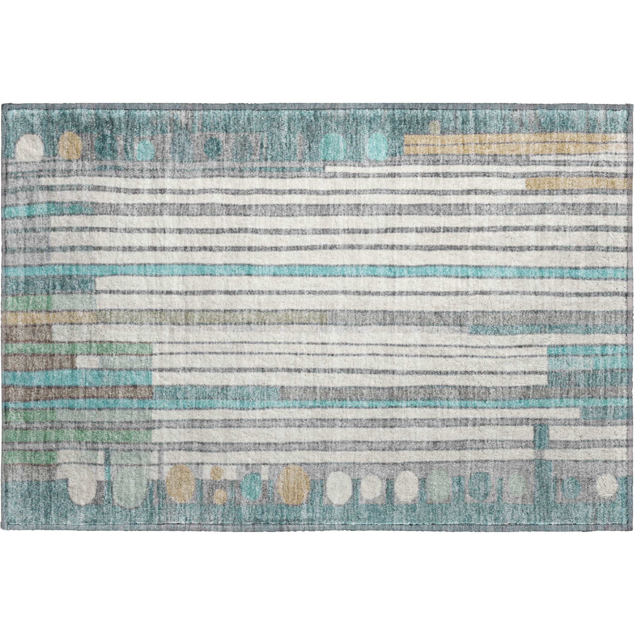 Lima Machine Washable Transitional Teal Rug 1'8" x 2'6" #shape_Rectangle