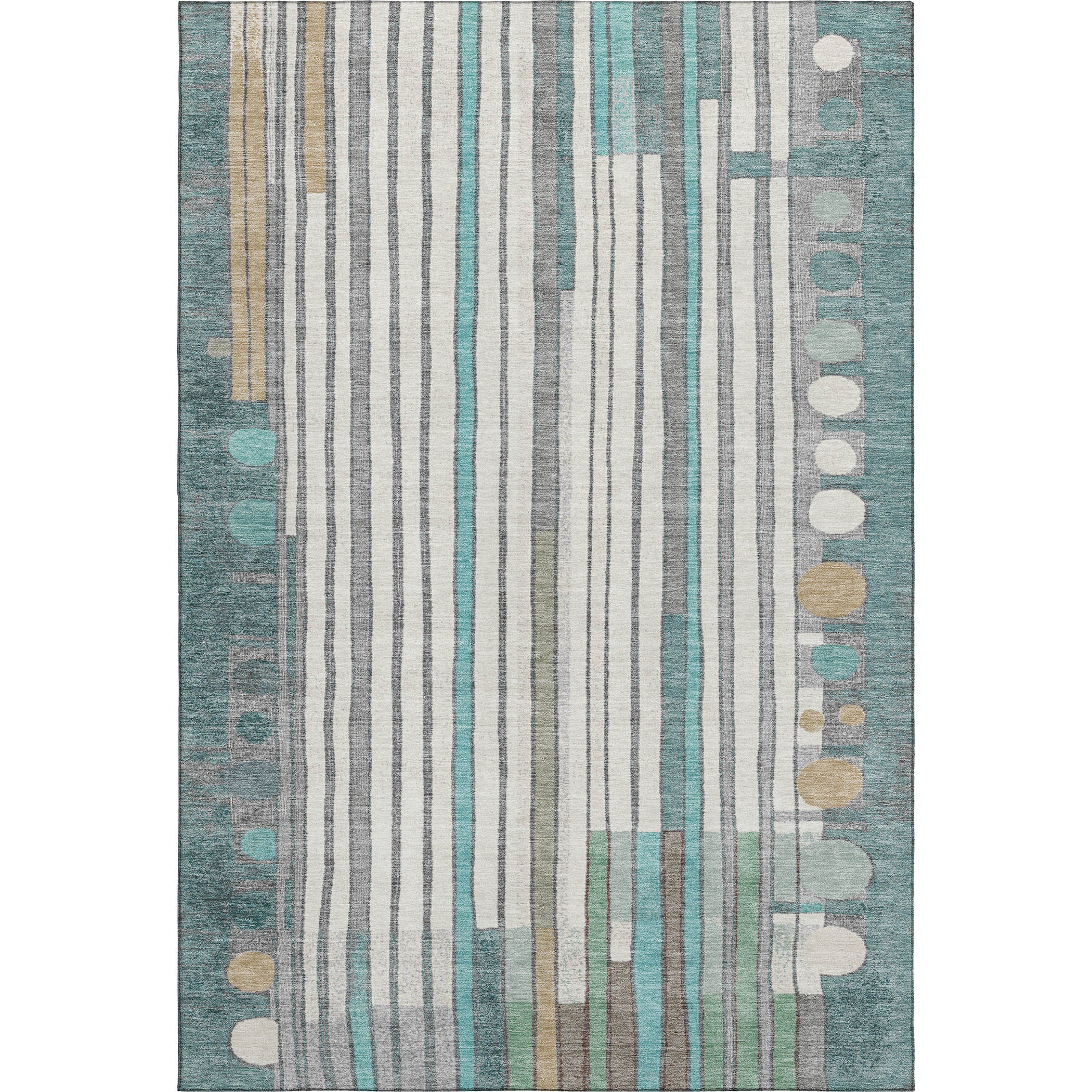 Lima Machine Washable Transitional Teal Rug 2'6" x 3'10" #shape_Rectangle