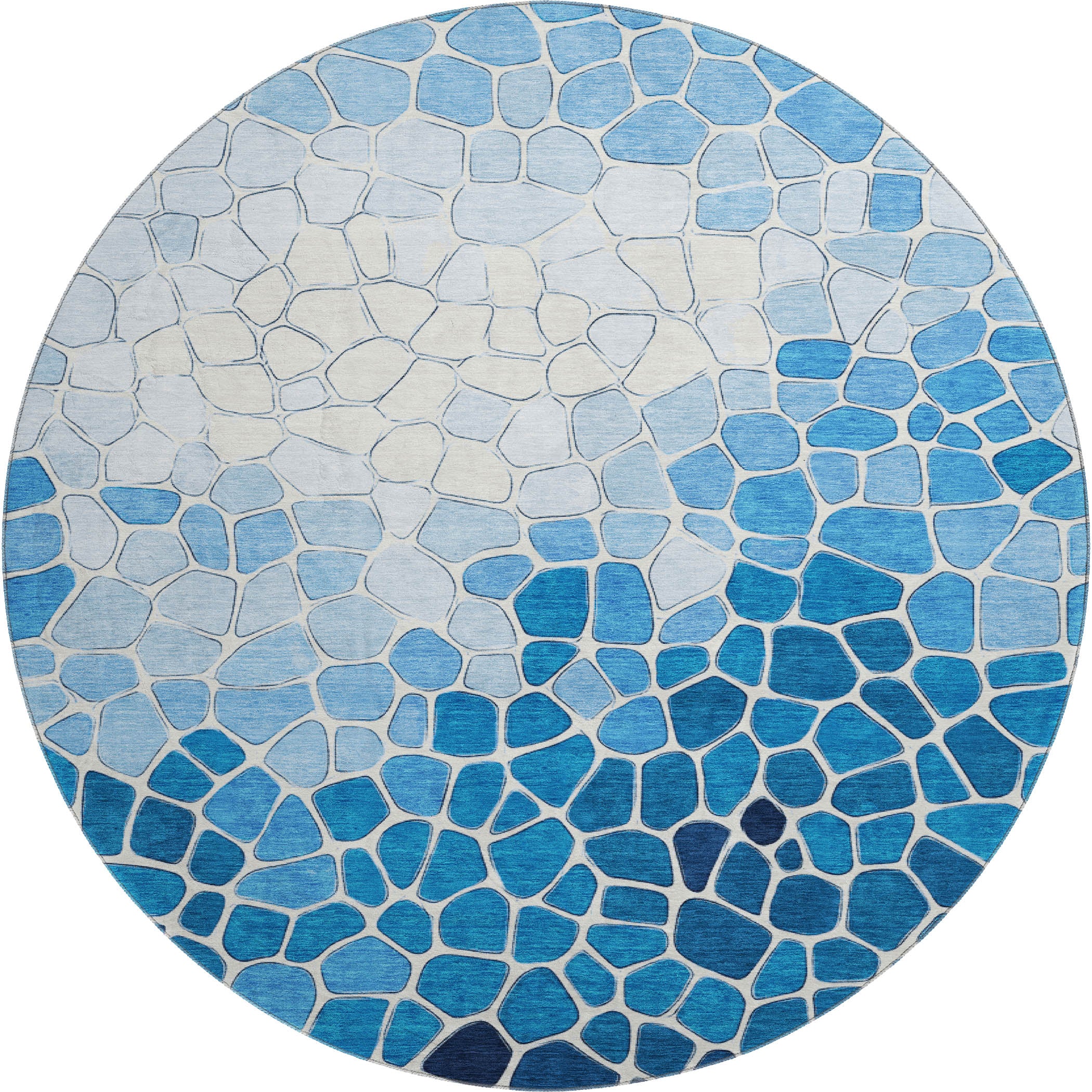 Ghent Machine Washable Transitional Blue Rug 8' x 8' #shape_Round