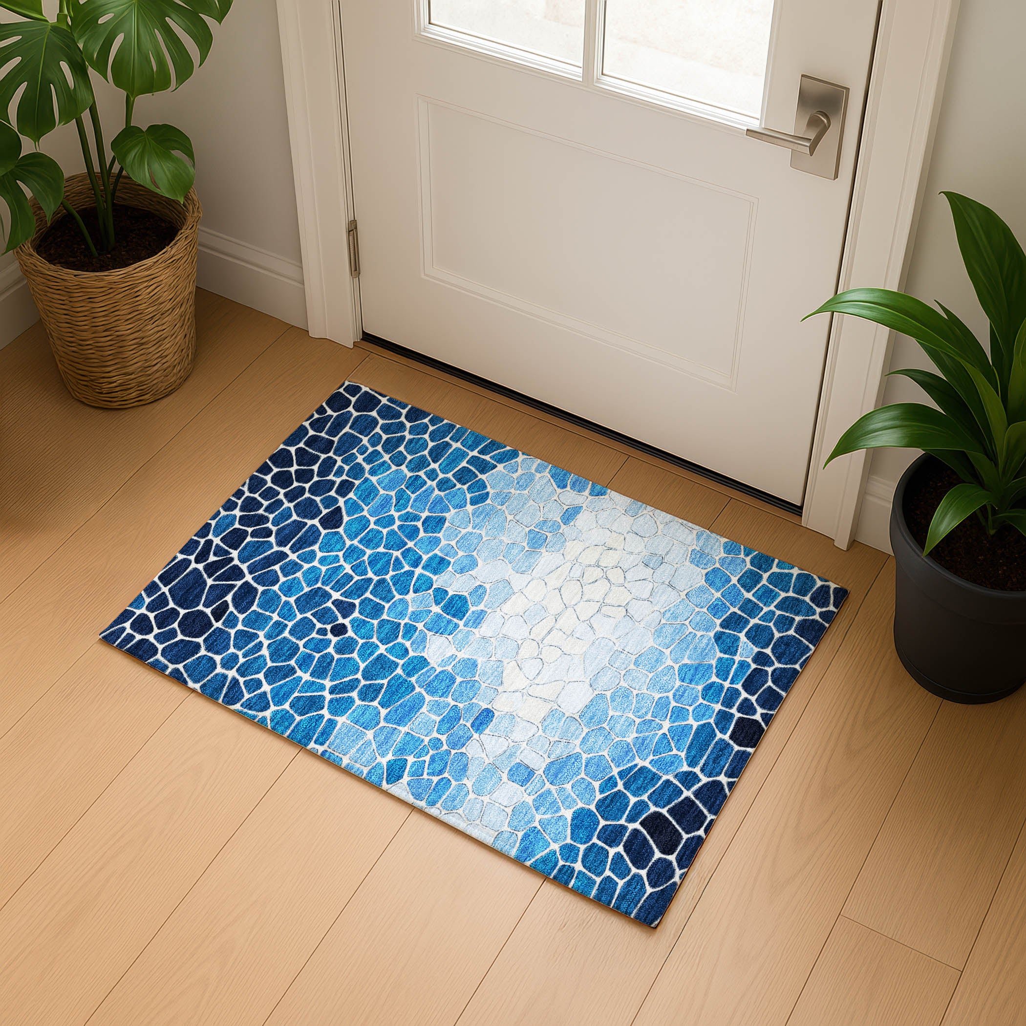 Ghent Machine Washable Transitional Blue Rug 1'8" x 2'6" #shape_Rectangle