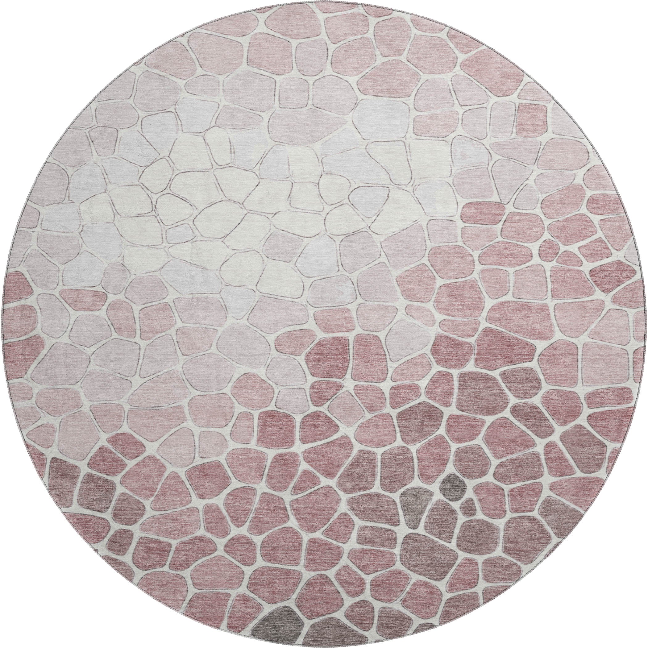 Ghent Machine Washable Transitional Blush Pink Rug 8' x 8' #shape_Round