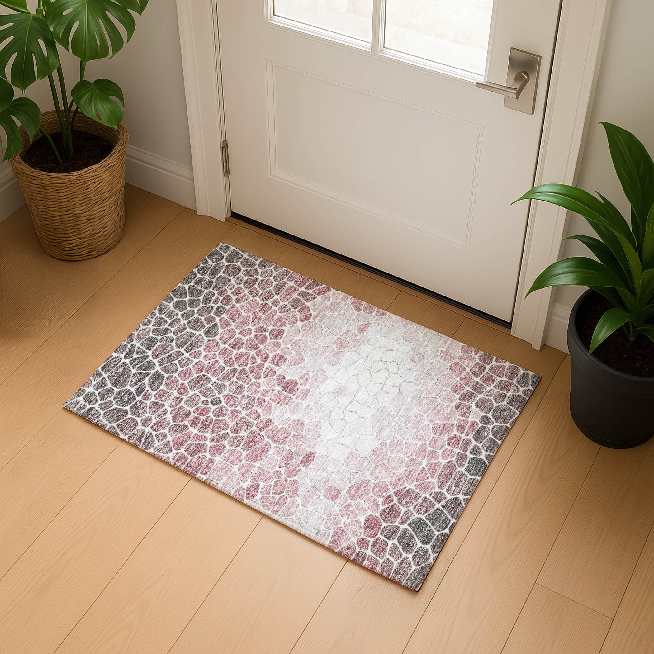 Ghent Machine Washable Transitional Blush Pink Rug 1'8" x 2'6" #shape_Rectangle