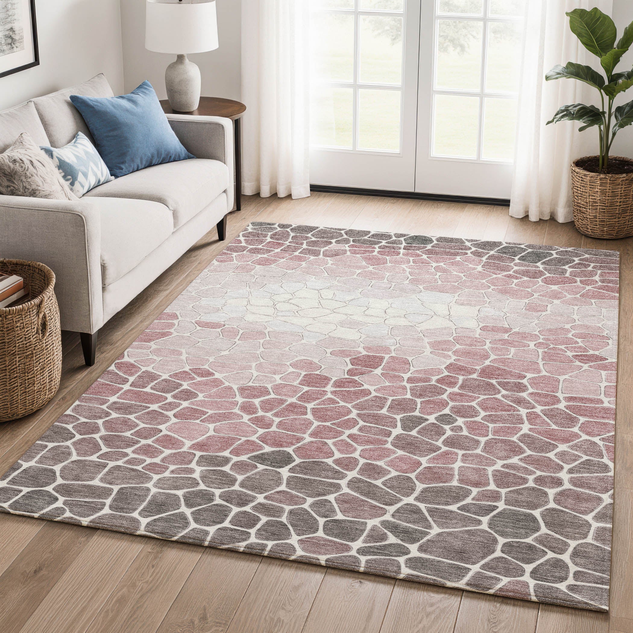Ghent Machine Washable Transitional Blush Pink Rug 2'6" x 3'10" #shape_Rectangle