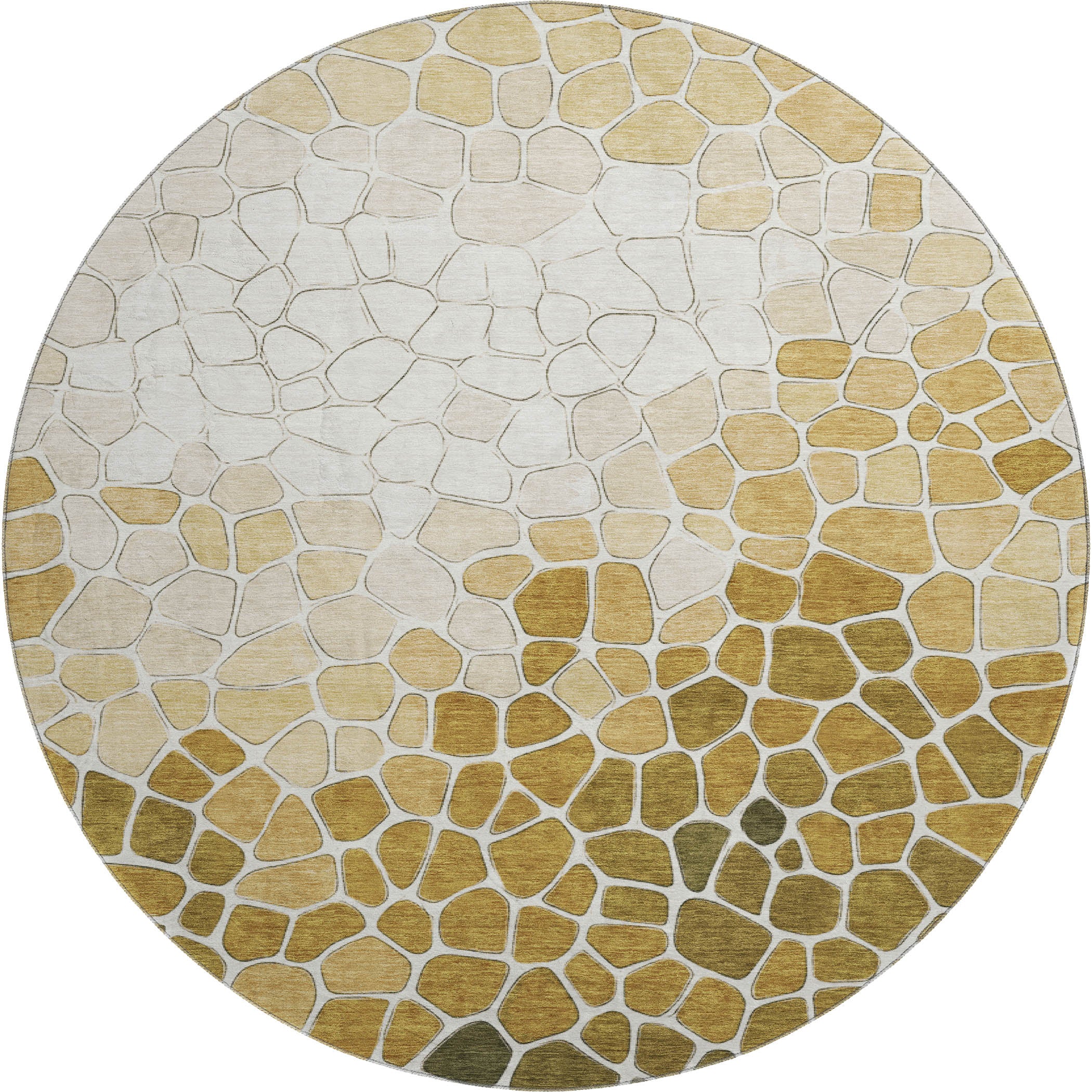 Ghent Machine Washable Transitional Gold Rug 8' x 8' #shape_Round