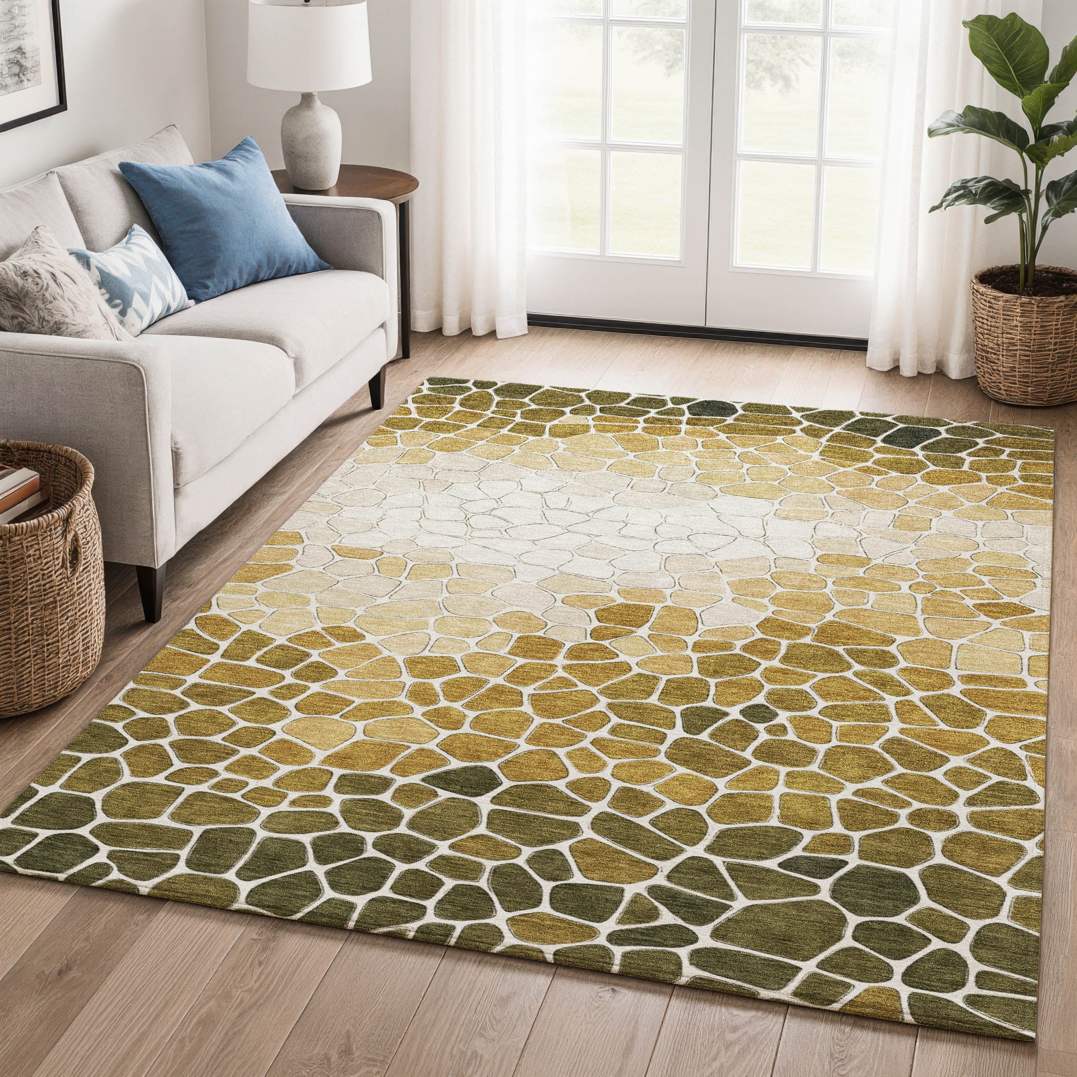 Ghent Machine Washable Transitional Gold Rug 2'6" x 3'10" #shape_Rectangle