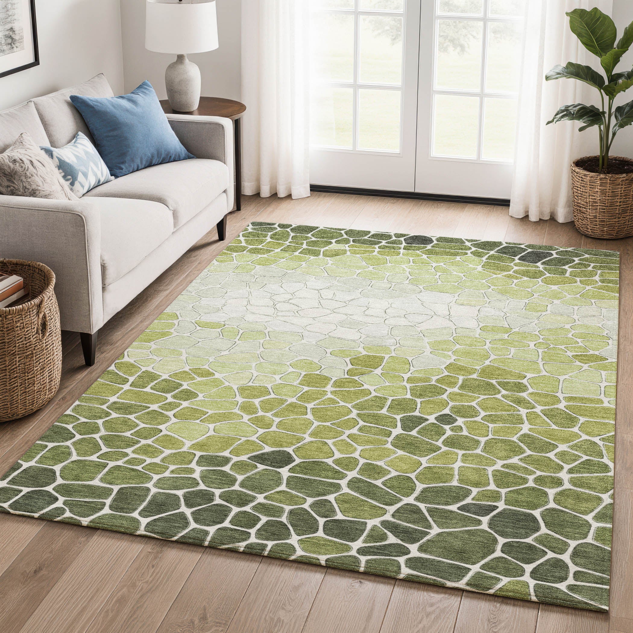 Ghent Machine Washable Transitional Green Rug 2'6" x 3'10" #shape_Rectangle