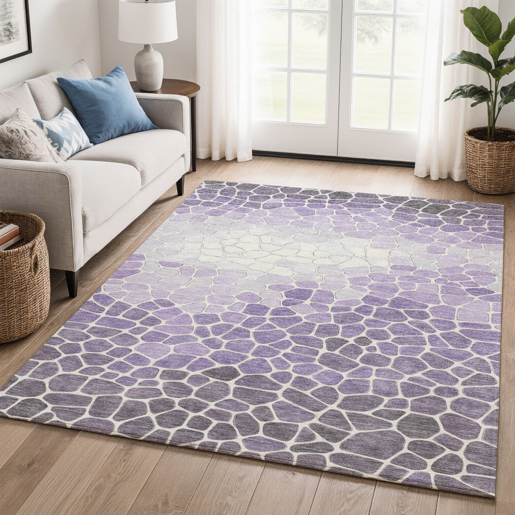 Ghent Machine Washable Transitional Purple Rug 2'6" x 3'10" #shape_Rectangle