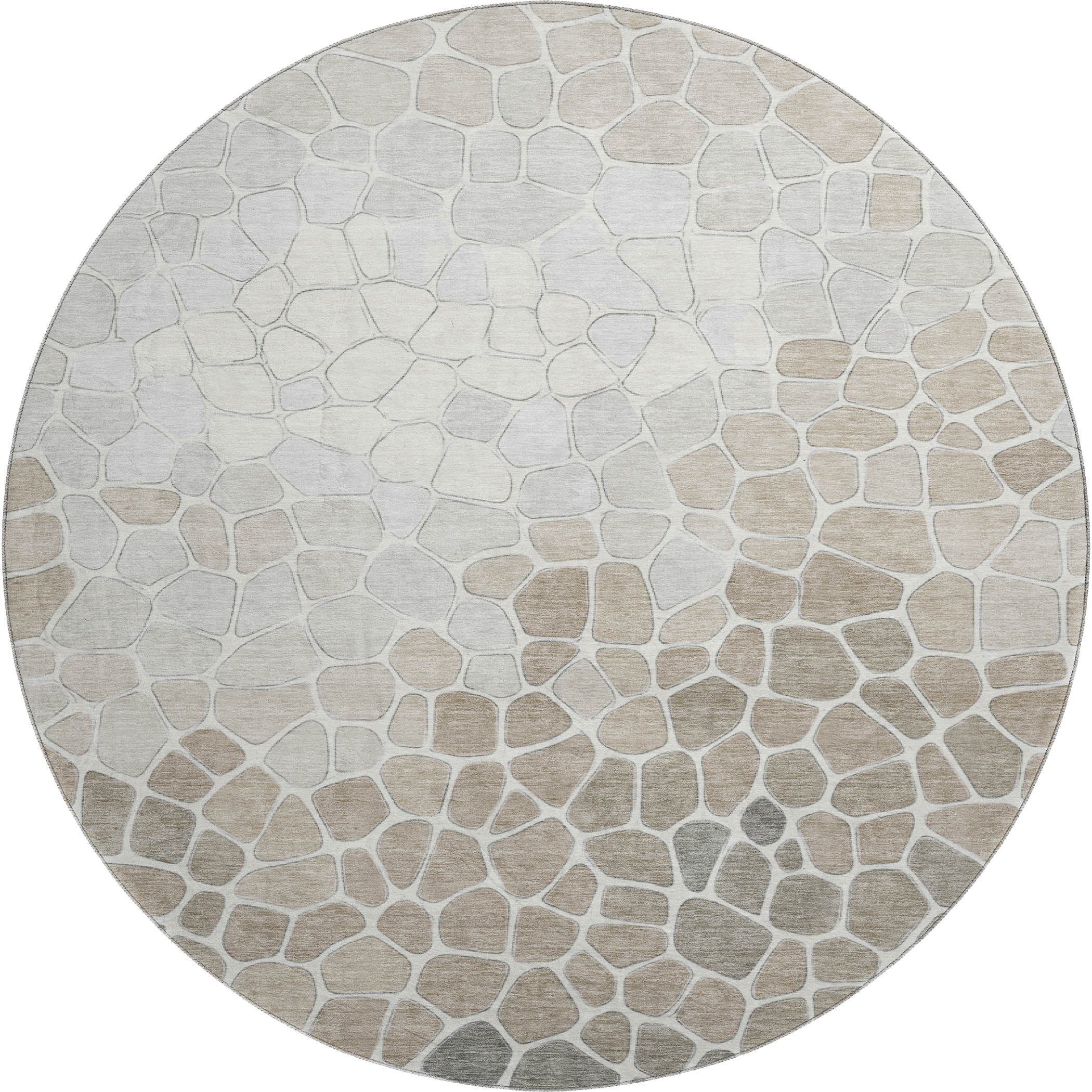 Ghent Machine Washable Transitional Taupe Brown Rug 8' x 8' #shape_Round