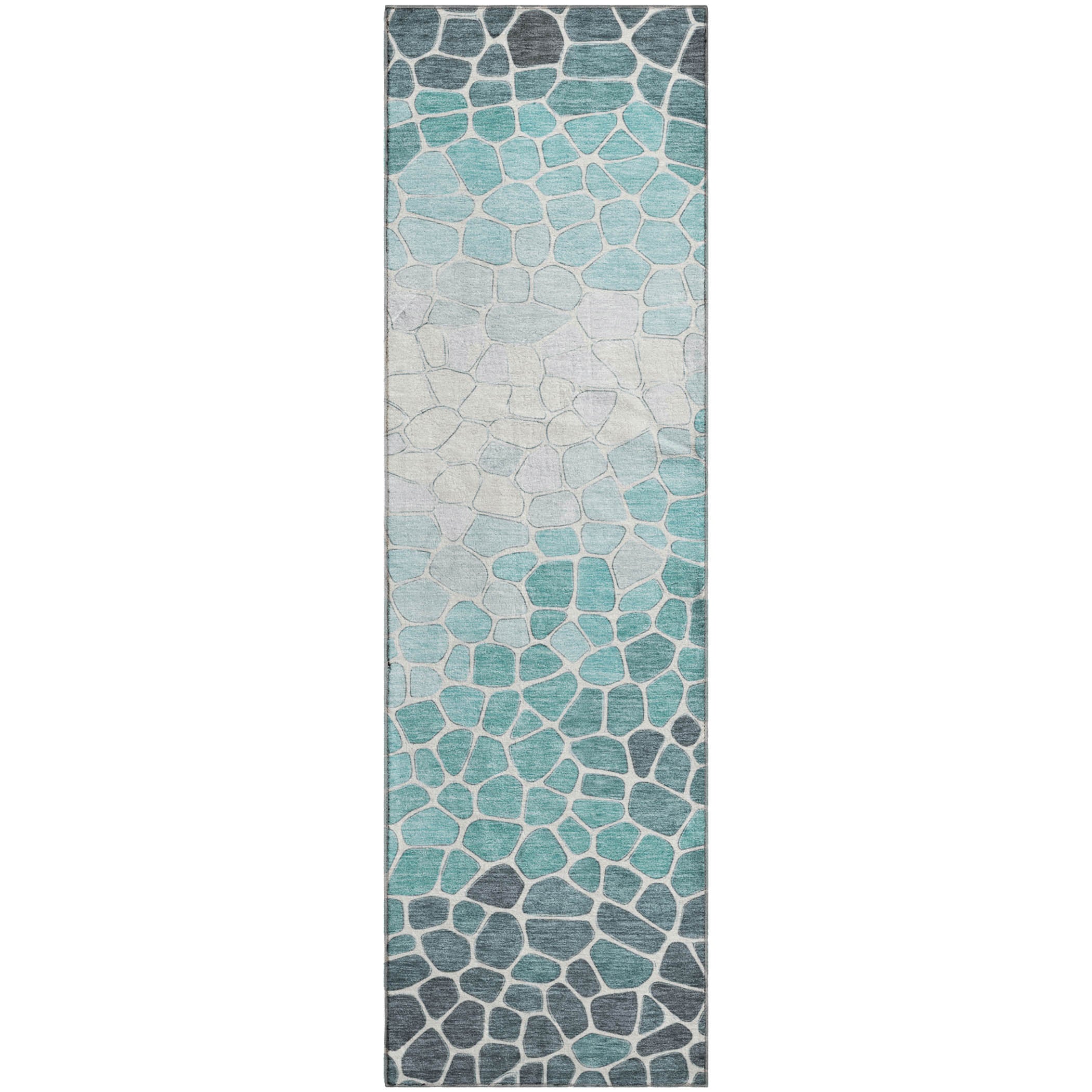 Ghent Machine Washable Transitional Teal Rug 2'3" x 7'6" #shape_Runner