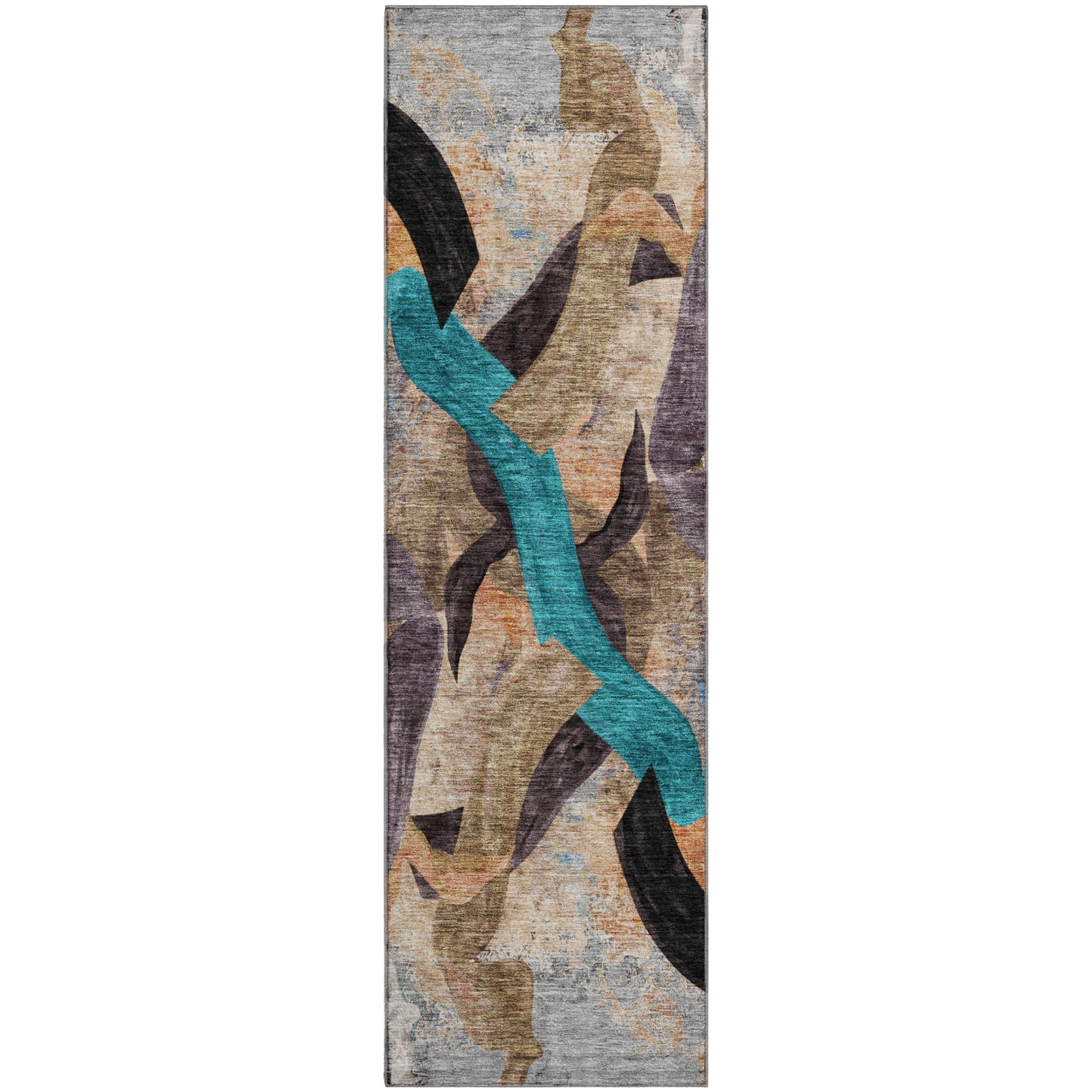 Athens Machine Washable Transitional Gray Rug 2'3" x 7'6" #shape_Runner