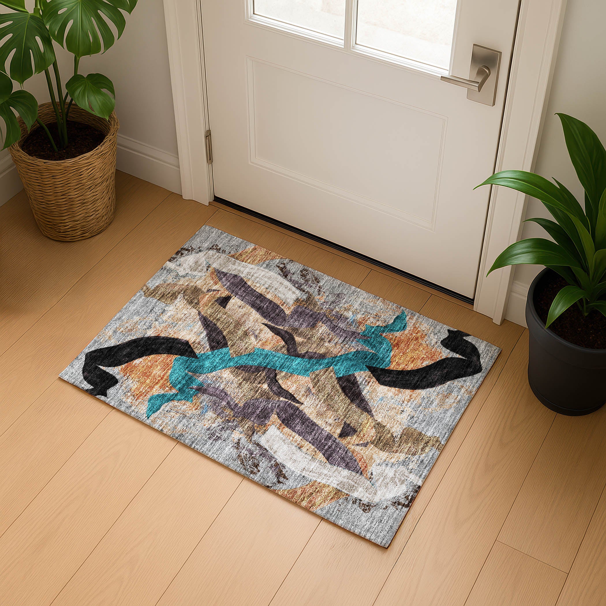 Athens Machine Washable Transitional Gray Rug 1'8" x 2'6" #shape_Rectangle