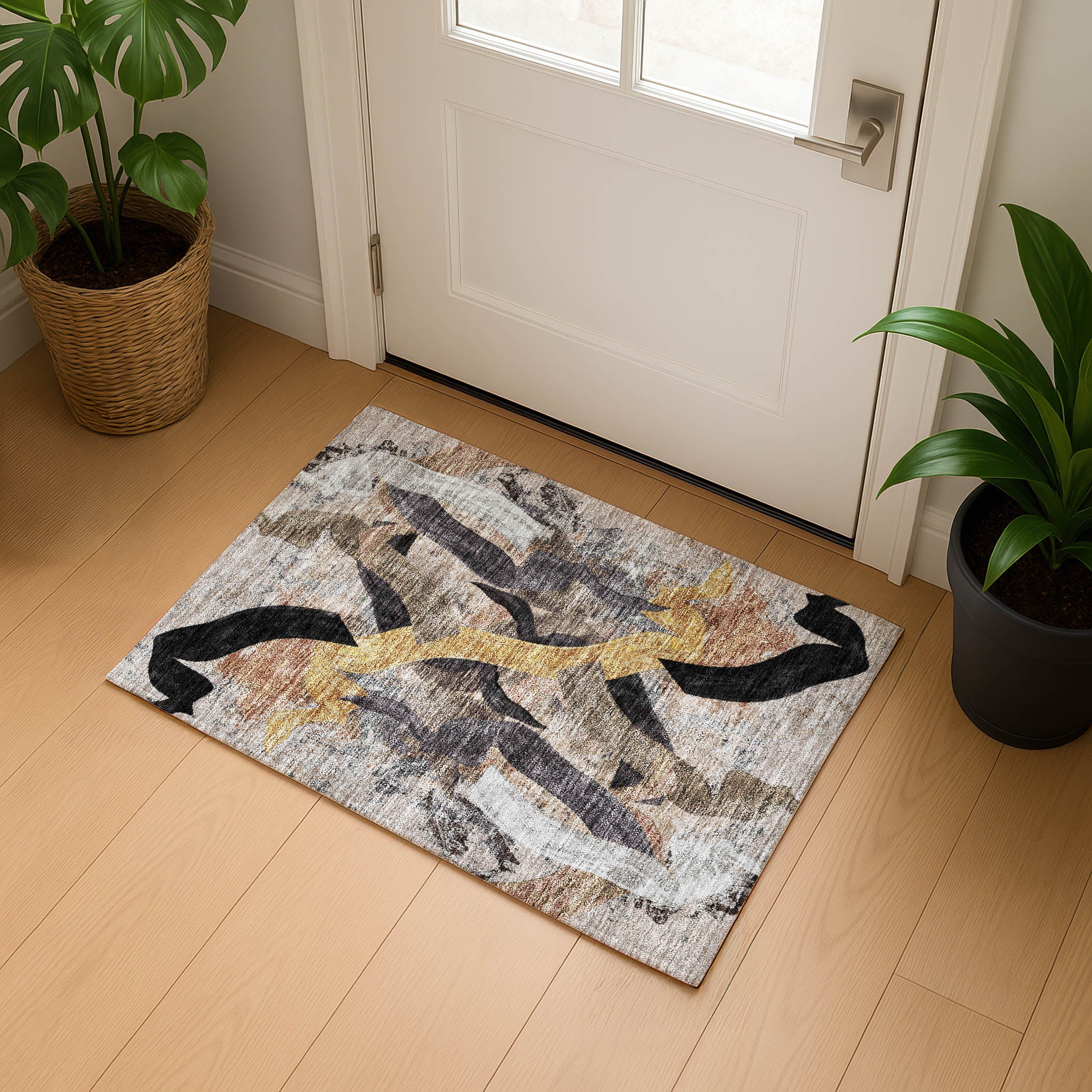 Athens Machine Washable Transitional Taupe Brown Rug 1'8" x 2'6" #shape_Rectangle